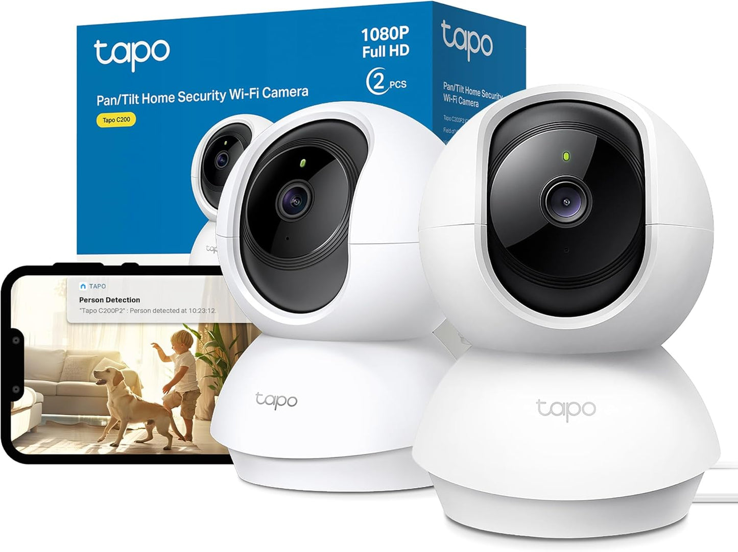 Tapo C210 2K 3MP Pan/Tilt Indoor Camera House Security Camera, WiFi Camera, No Monthly Fee, AI Detection, Dog Puppy Camera, Baby Camera Monitor, 360° View, Night Vision, Works with Alexa & Google
