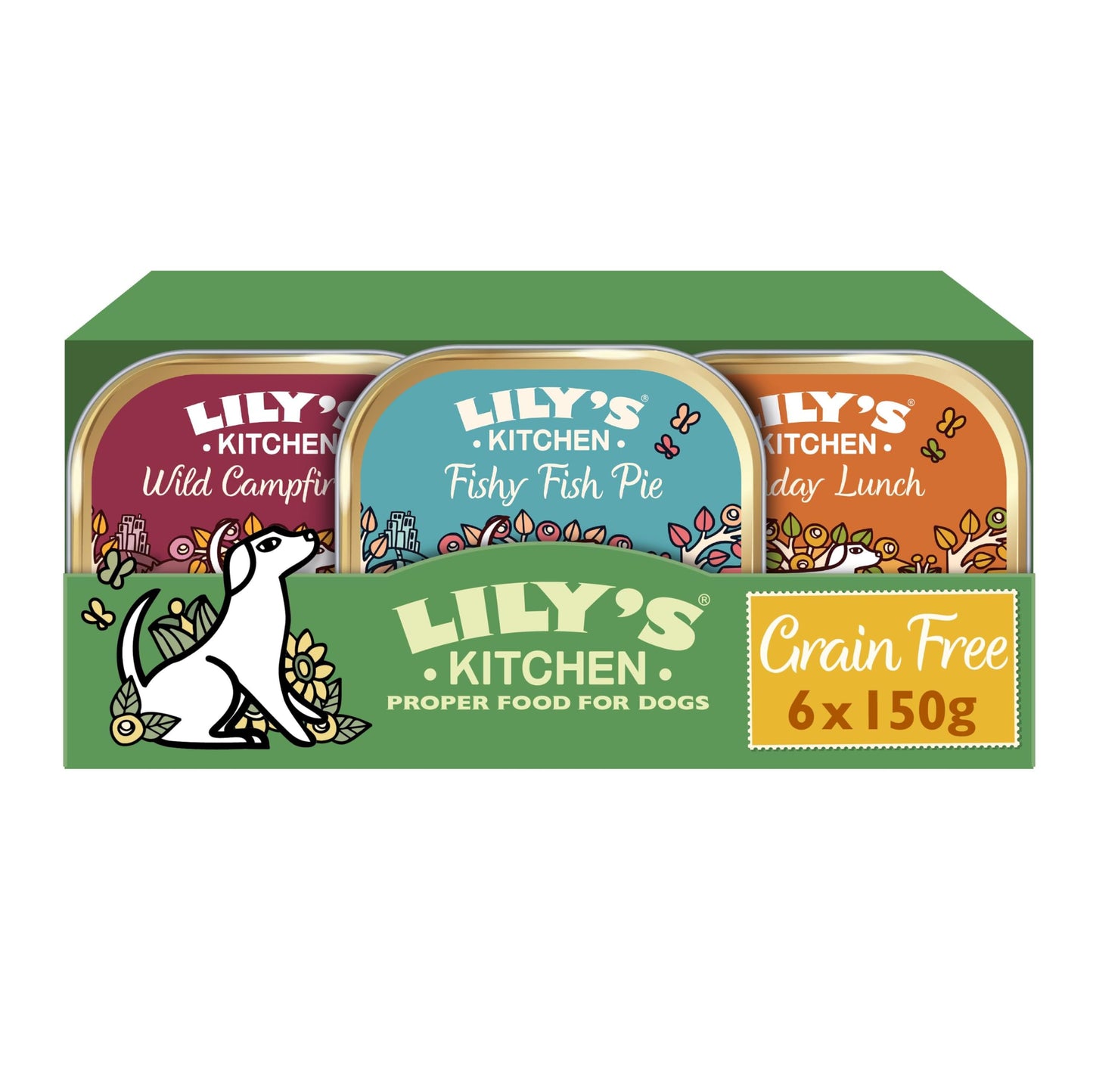 Lily's Kitchen Natural Adult Dog Food Wet Trays - Classic Dinners Multipack - Chicken, Lamb & Beef - Complete Meal Recipes