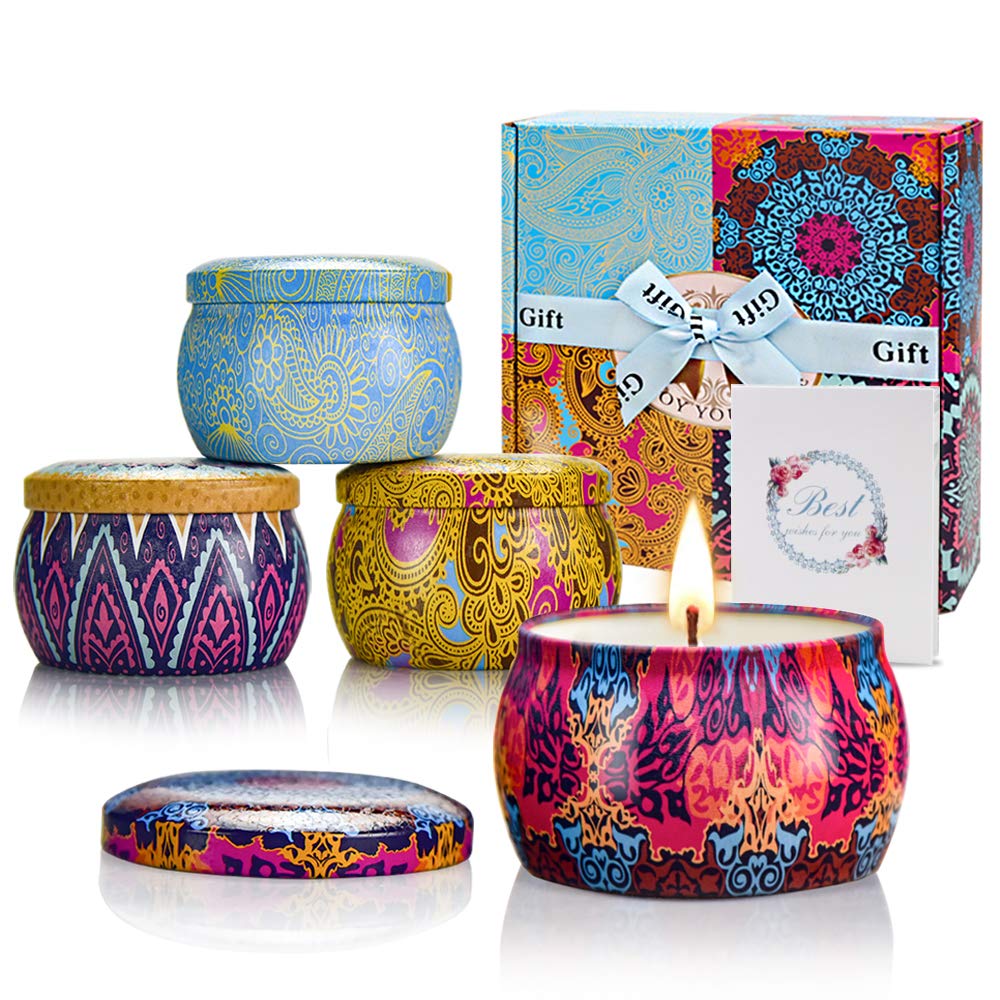 Yinuo Mirror Gifts for Women, 24 x 70 g Scented Candles Gift Set for Women, Soy Wax Aromatherapy Candles for Christmas, Birthday, Mother's Day, Valentine's Day, Bathroom, Yoga