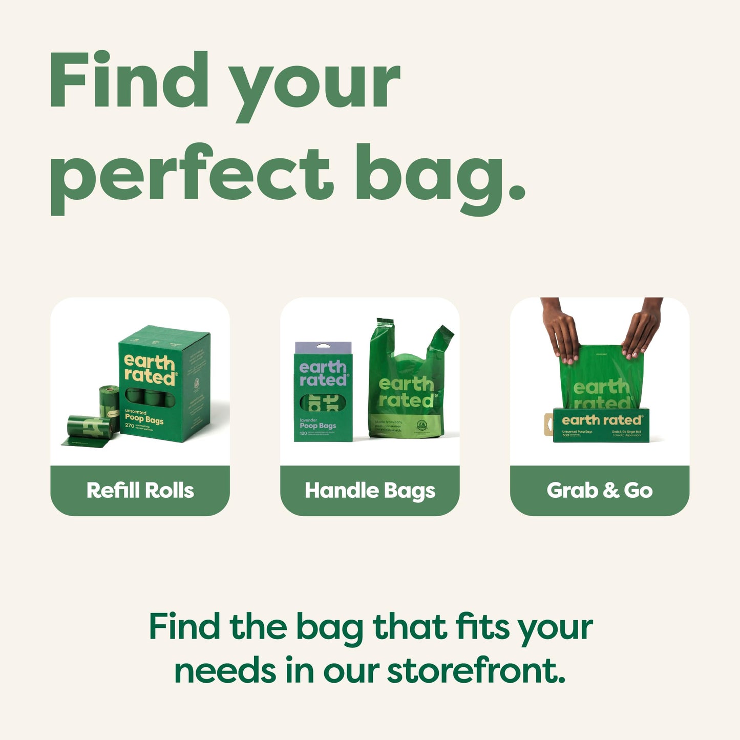 Earth Rated Dog Poop Bags with Tie Handles on Refill Rolls, Extra Wide, Easy-Tie Opening, Guaranteed Leak-Proof, Unscented, 105 Count