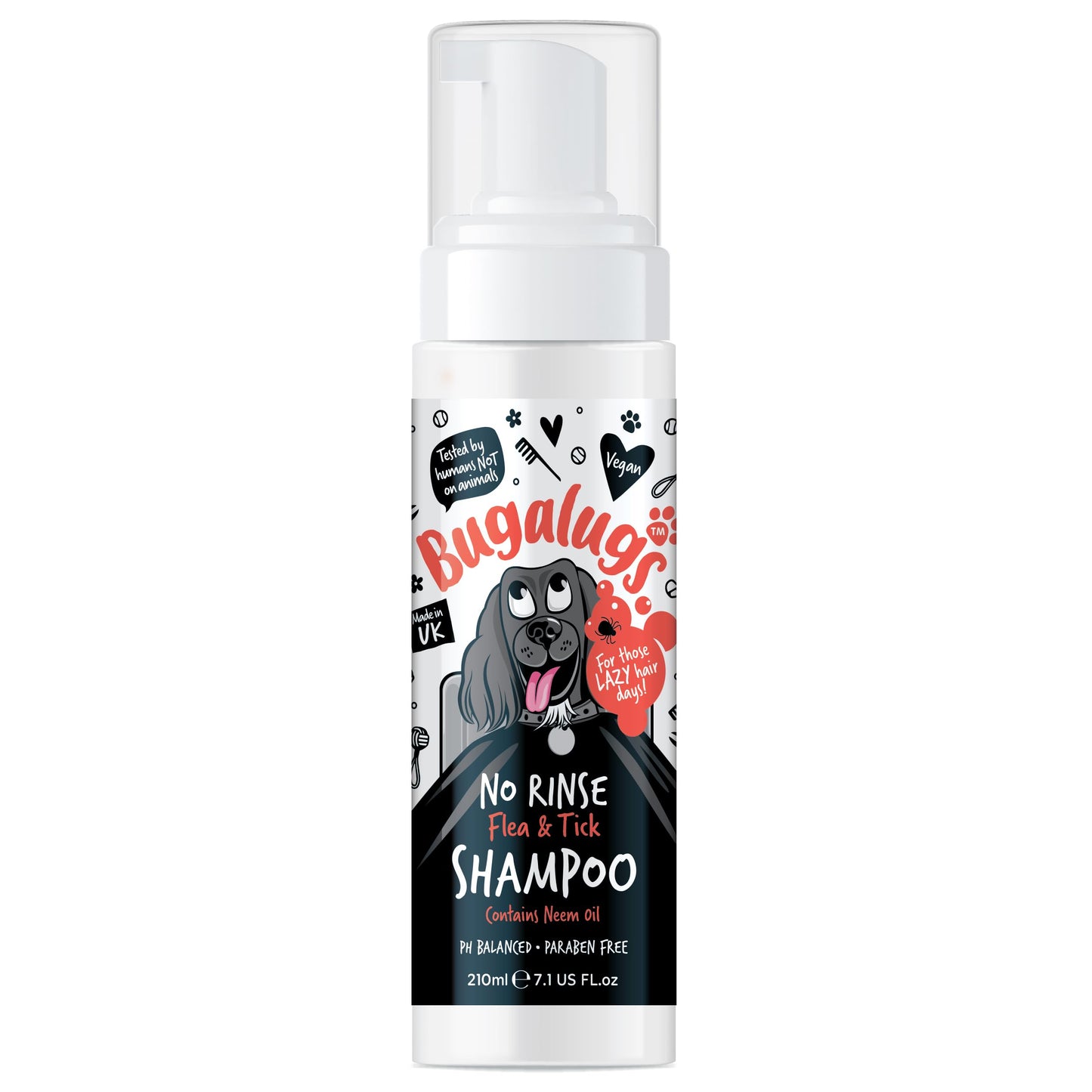 Flea and Tick Dog Shampoo by Bugalugs, Works on Smelly Puppies & Dogs, Contains Neem Oil PH Balanced Vegan Used by Professional Groom (Shampoo 500ml)