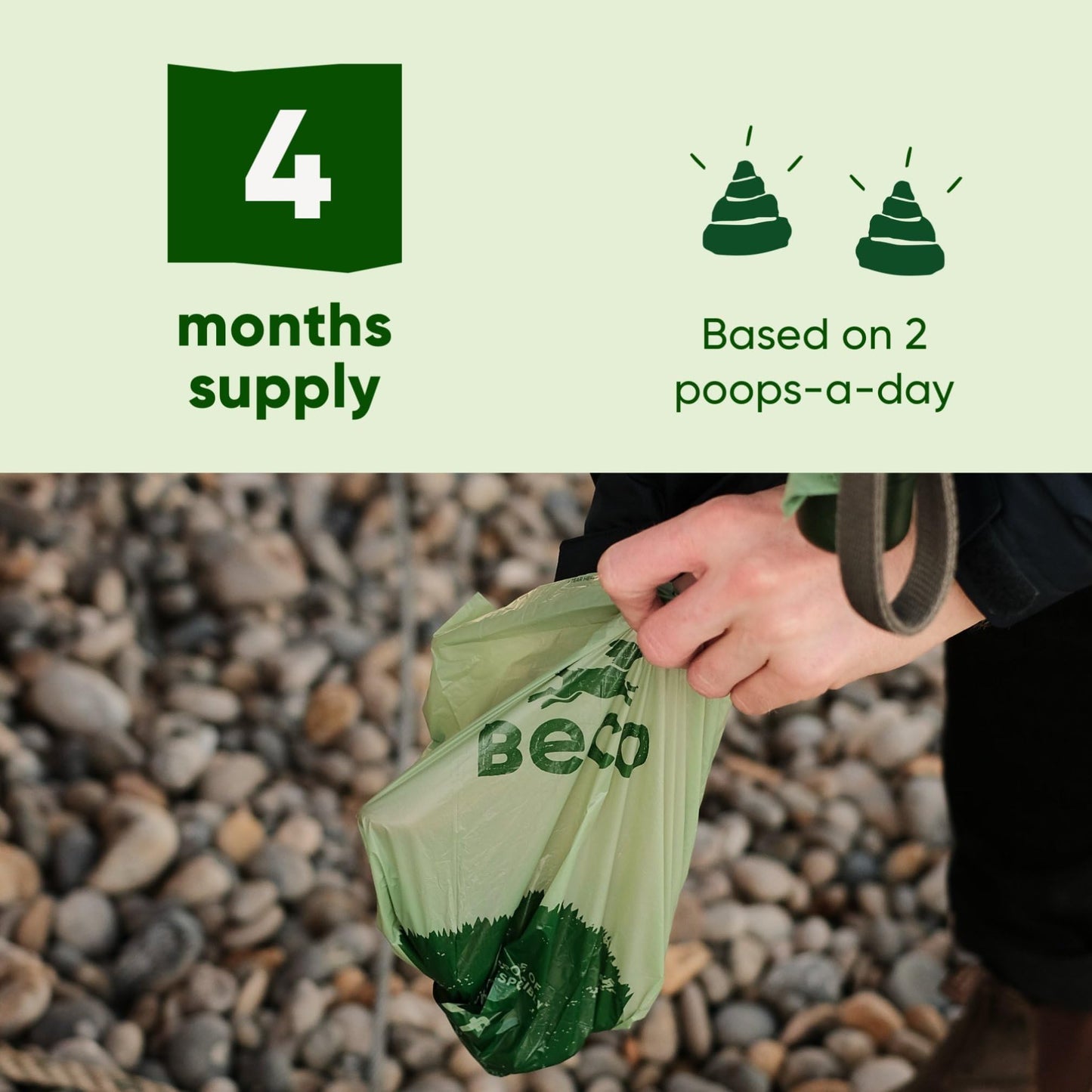 Beco Dog Poop Bags Rolls - Strong & Large - Scented and Unscented Dispenser Compatible for Dog Waste