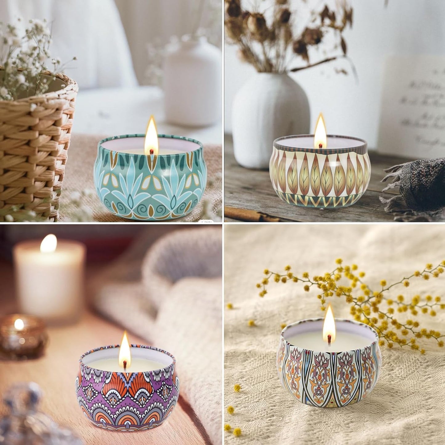 Yinuo Mirror Gifts for Women, 24 x 70 g Scented Candles Gift Set for Women, Soy Wax Aromatherapy Candles for Christmas, Birthday, Mother's Day, Valentine's Day, Bathroom, Yoga