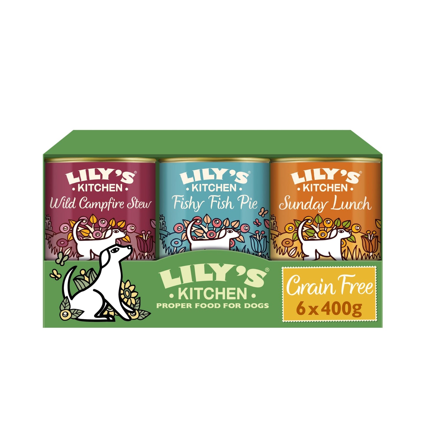 Lily's Kitchen Natural Adult Wet Dog Food Tins Grain-Free Recipe Variety pack 400g