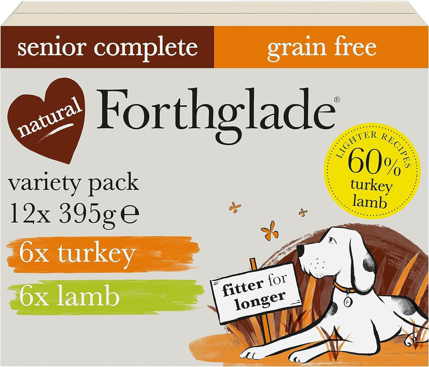 Forthglade Wet Dog Food Variety Pack - Senior 7 Years+, Grain Free & Hypoallergenic Dog Food, Turkey & Lamb with Vegetables, Stomach Sensitive Meals with Natural Ingredients
