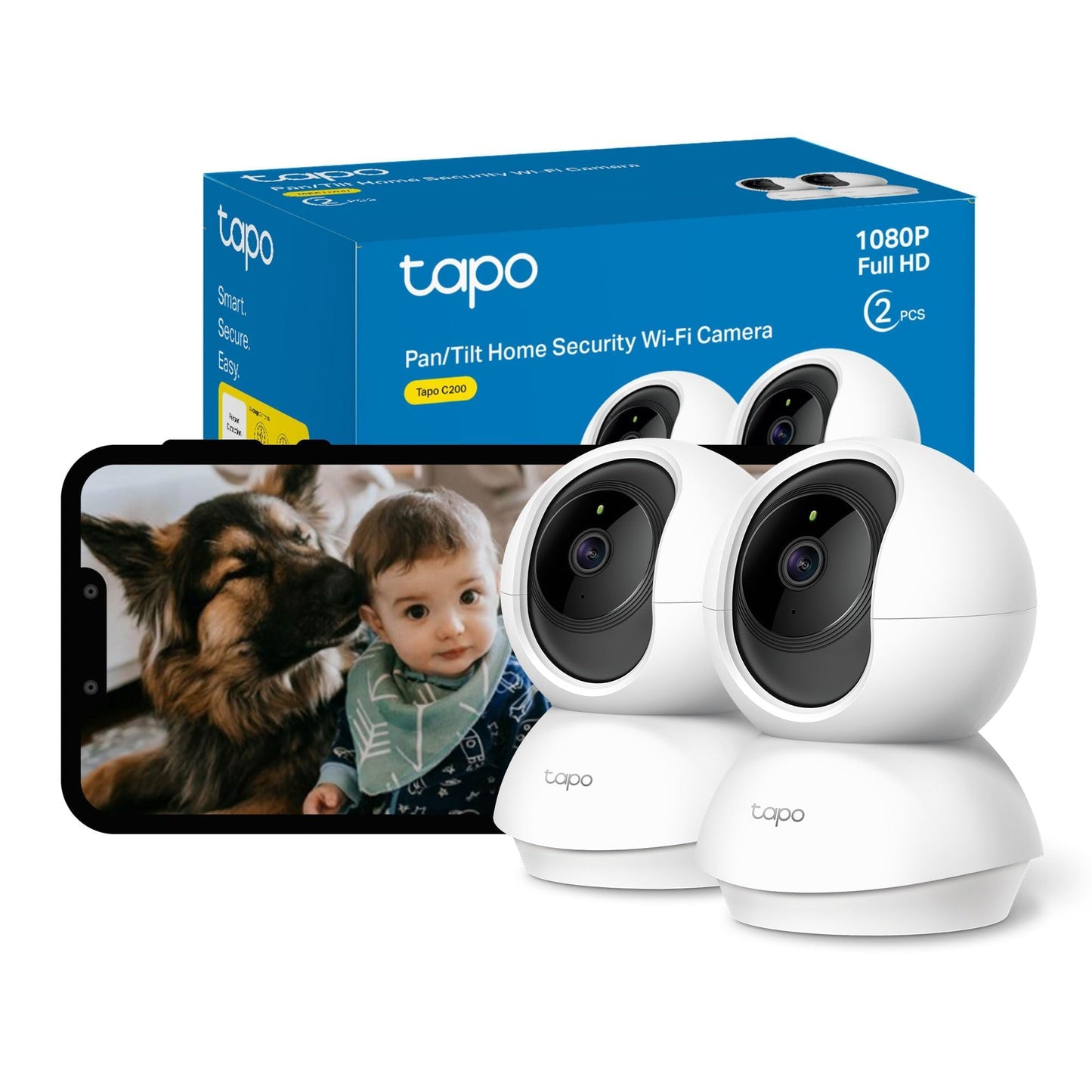Tapo C210 2K 3MP Pan/Tilt Indoor Camera House Security Camera, WiFi Camera, No Monthly Fee, AI Detection, Dog Puppy Camera, Baby Camera Monitor, 360° View, Night Vision, Works with Alexa & Google