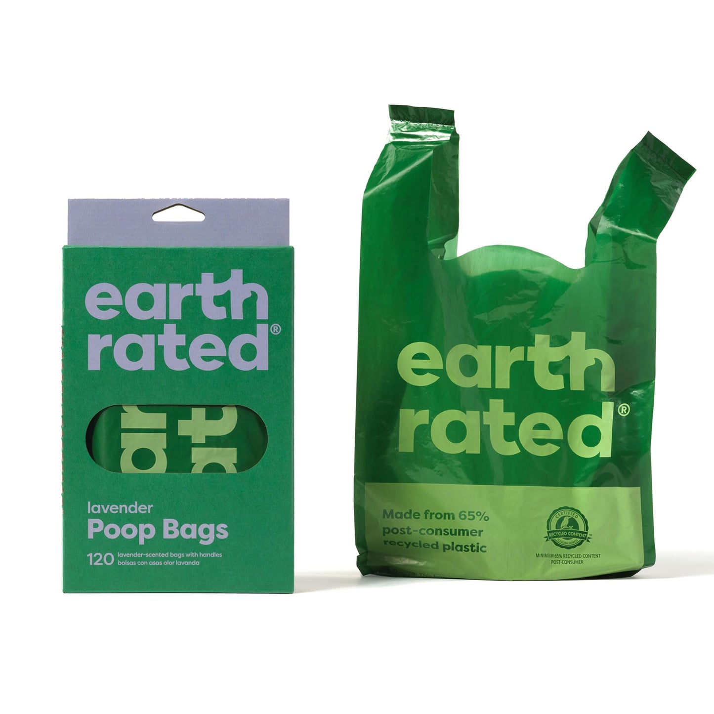 Earth Rated Dog Poop Bags with Tie Handles on Refill Rolls, Extra Wide, Easy-Tie Opening, Guaranteed Leak-Proof, Unscented, 105 Count