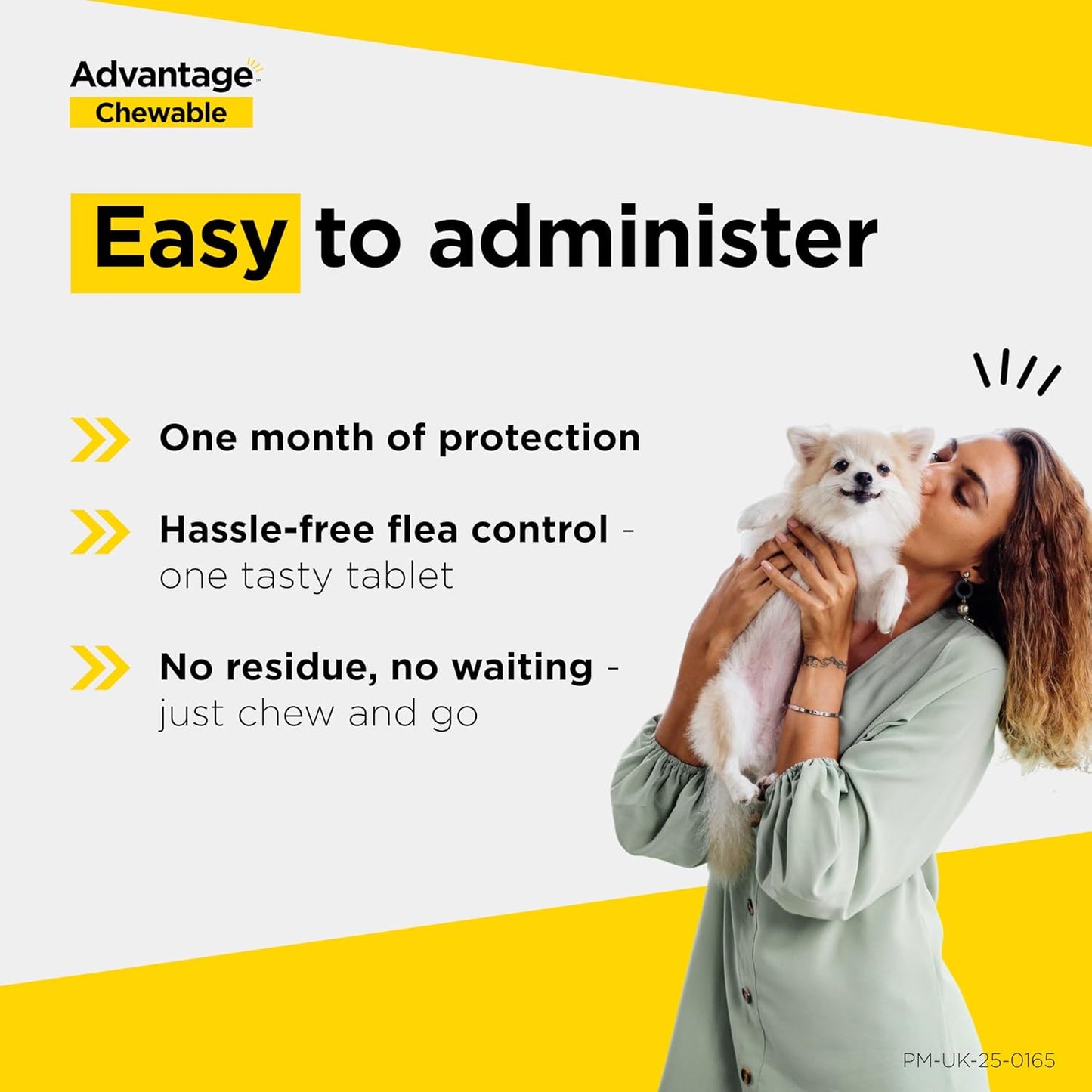 Advantage Chewable 112mg Chewable Tablets for Dogs >2.5-5.5kg (3 pack), Flea and Tick Treatment, Fast Acting Kills Fleas Within Hours, Prevention Lasts For A Month, Easy To Administer