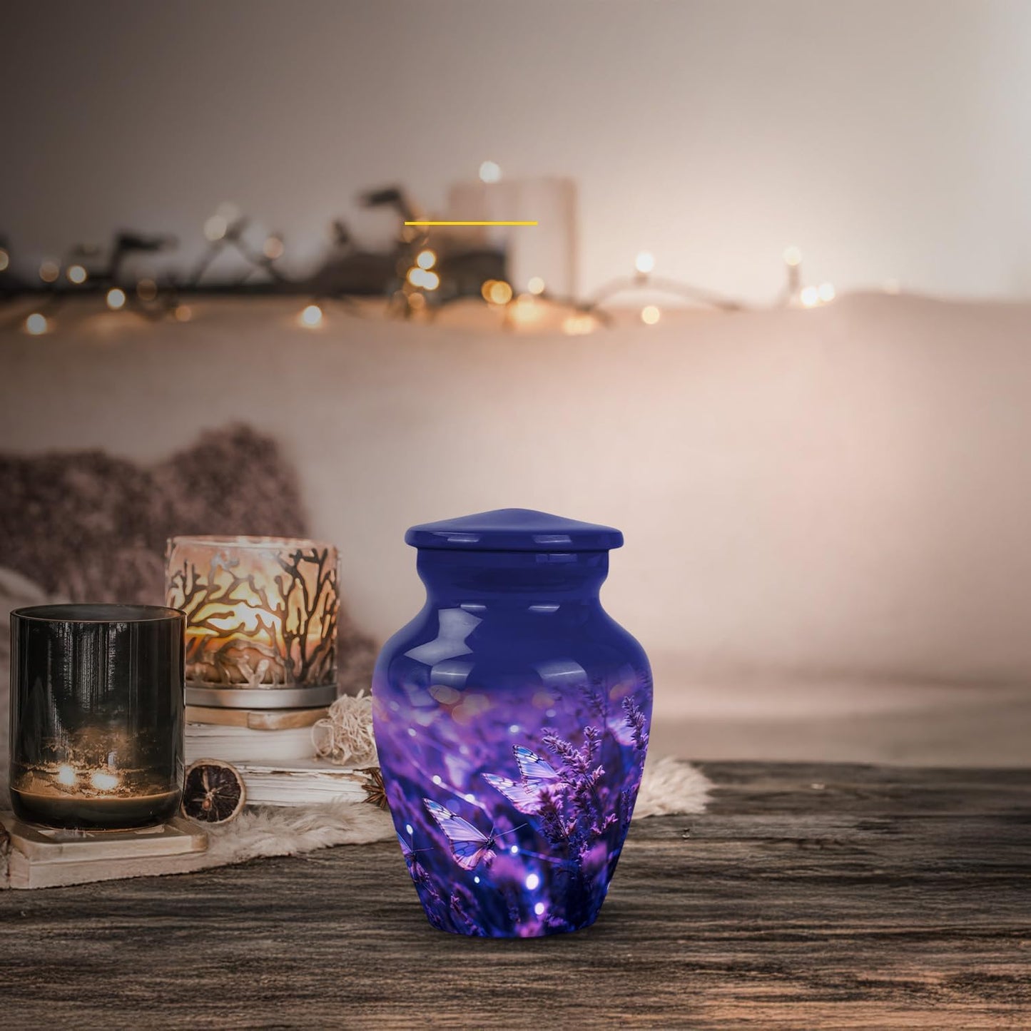 YASUBJAG Dove Urn - Aluminium Cremation Urn for Adults, Multicolor, Birds Pattern, 10 Inch