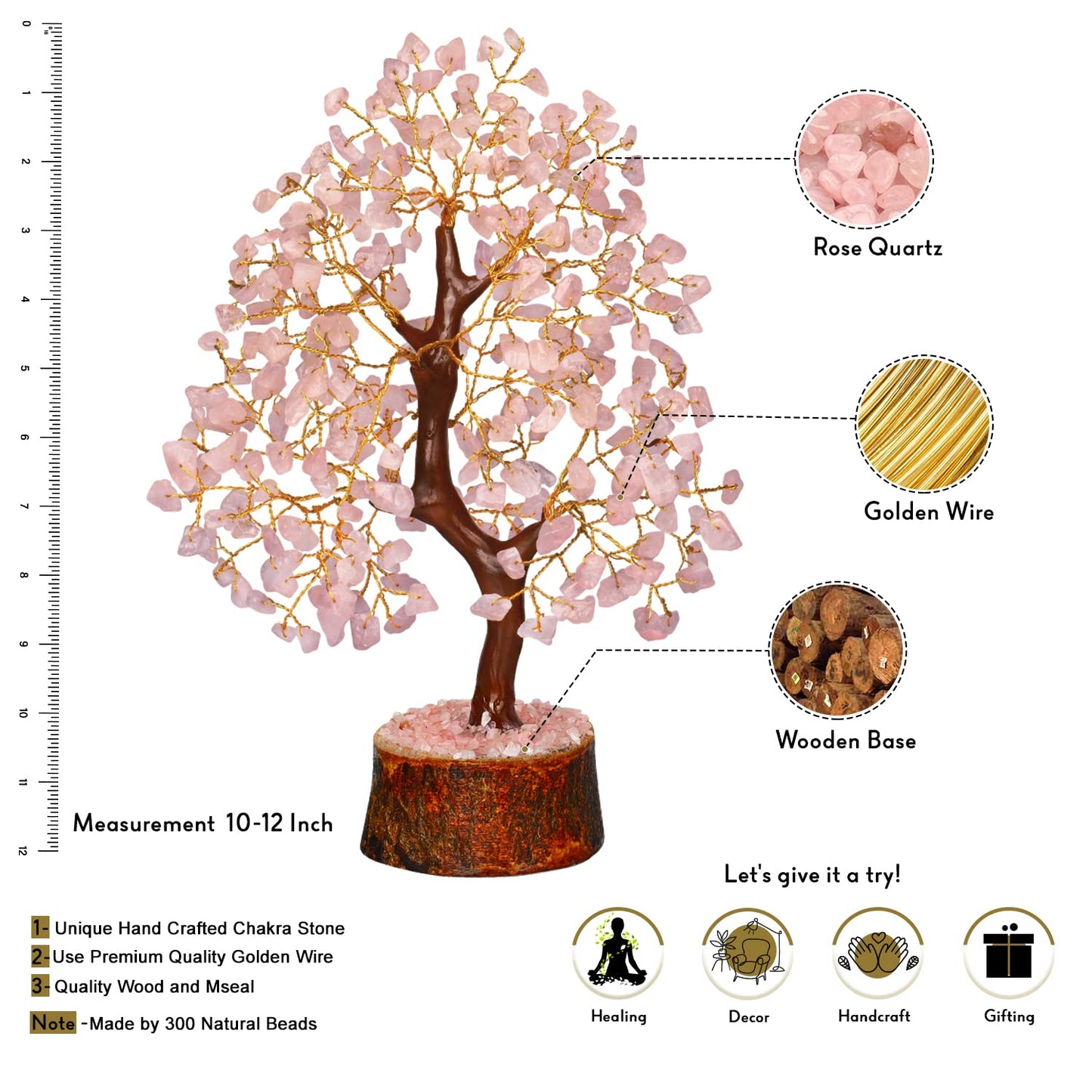 NARIBABU Rose Quartz Crystal Tree - Pink Tree - Gemstone Bonsai Tree - Desk Decorations For Women Office - Witchy Gifts For Women - Gem Tree Crystals - Crystal Quartz Tree