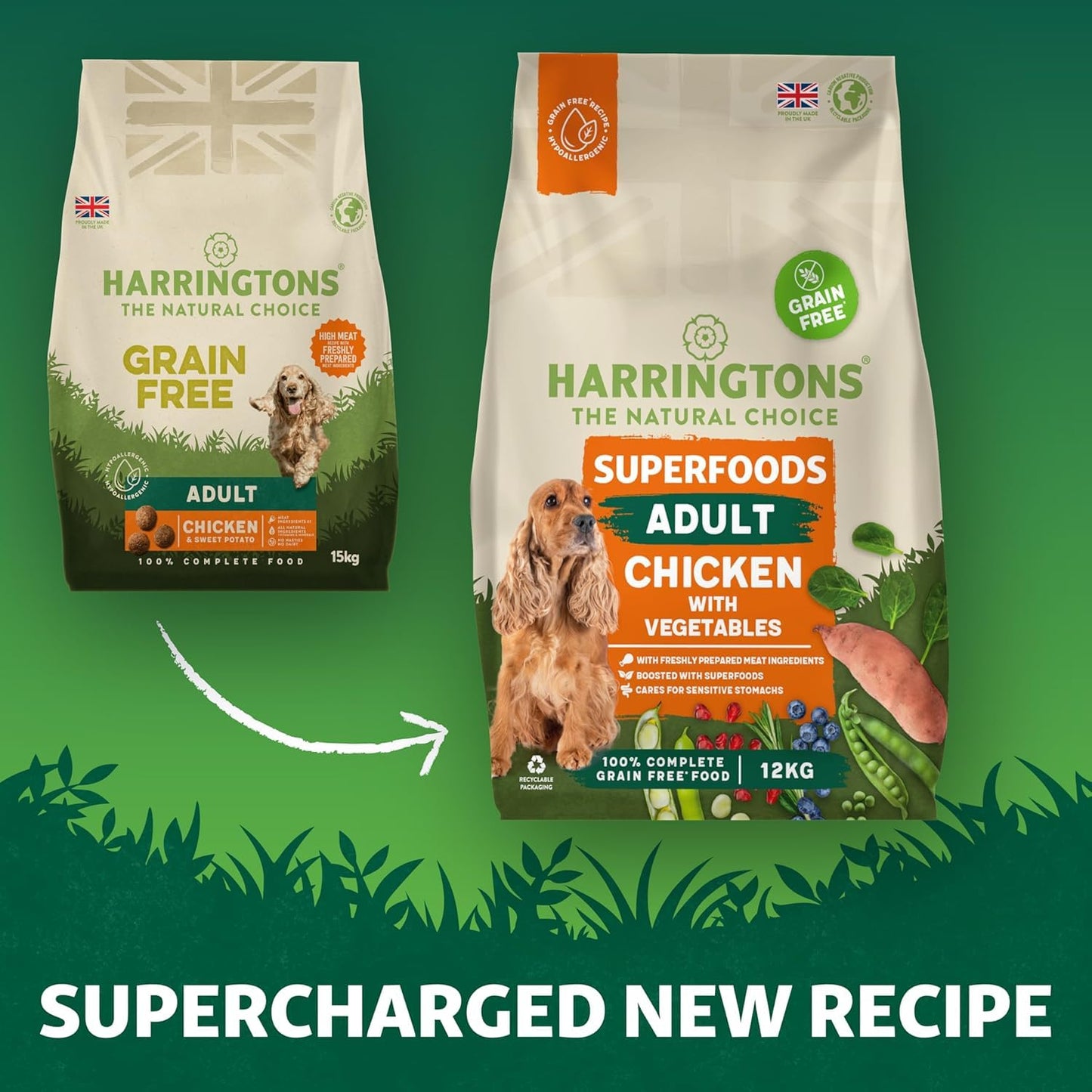 Harringtons Superfoods Complete Grain Free Hypoallergenic Dry Adult Dog Food - Made with All Natural Ingredients