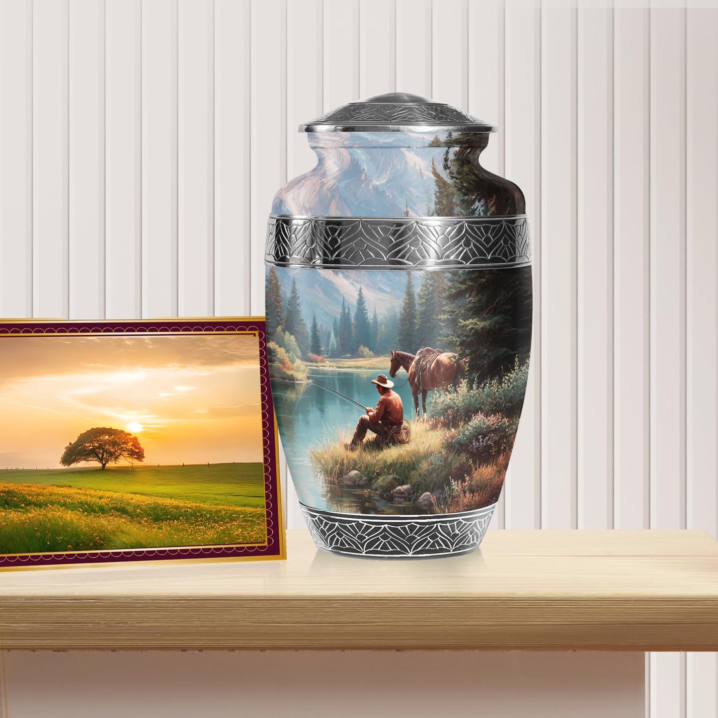 Cowboys Urns for Human Ashes Adult Female and Male, Decorative Cremation Urns for Human Ashes, (Classic Large, 10 Inch)