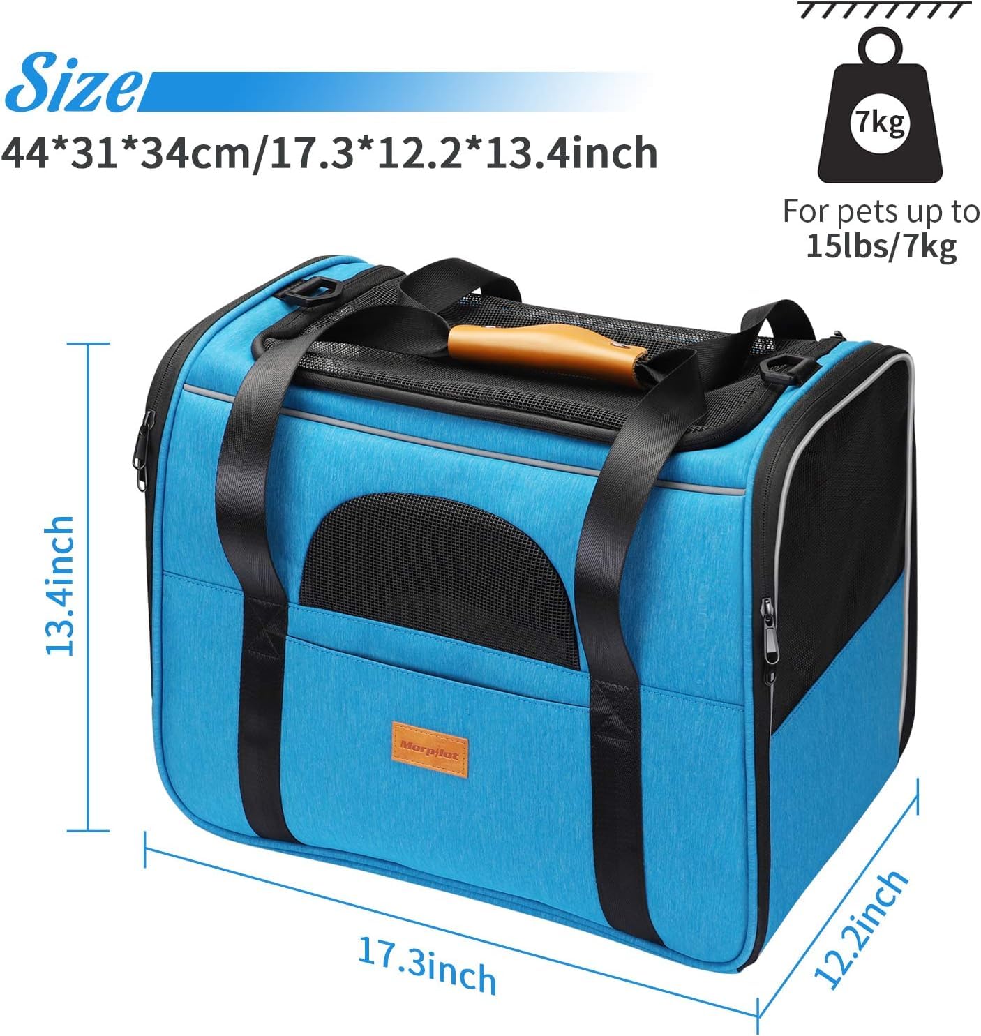 Morpilot Portable Pet Carrier Bag, Top Opening, Removable Mat and Breathable Mesh, Foldable Transport Carrier for Dogs and Cats, with Shoulder Strap and Pet Bowl