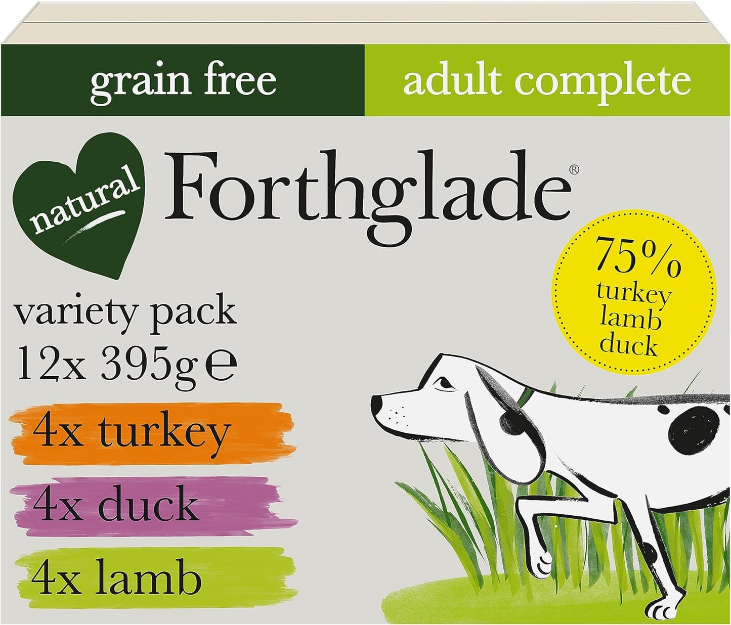 Forthglade Wet Dog Food Variety Pack - Grain Free & Hypoallergenic Dog Food, Adult 1 Year+, Turkey, Lamb & Duck with Vegetables, Complete Stomach Sensitive Meals, Natural Ingredients
