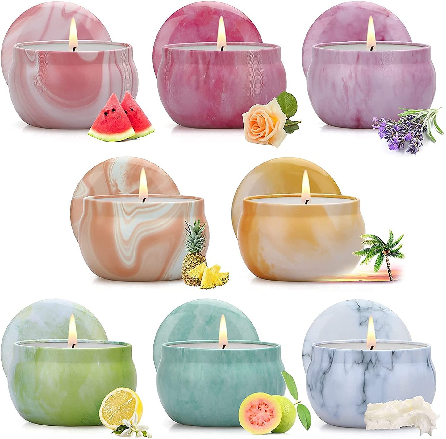 Yinuo Mirror Gifts for Women, 24 x 70 g Scented Candles Gift Set for Women, Soy Wax Aromatherapy Candles for Christmas, Birthday, Mother's Day, Valentine's Day, Bathroom, Yoga