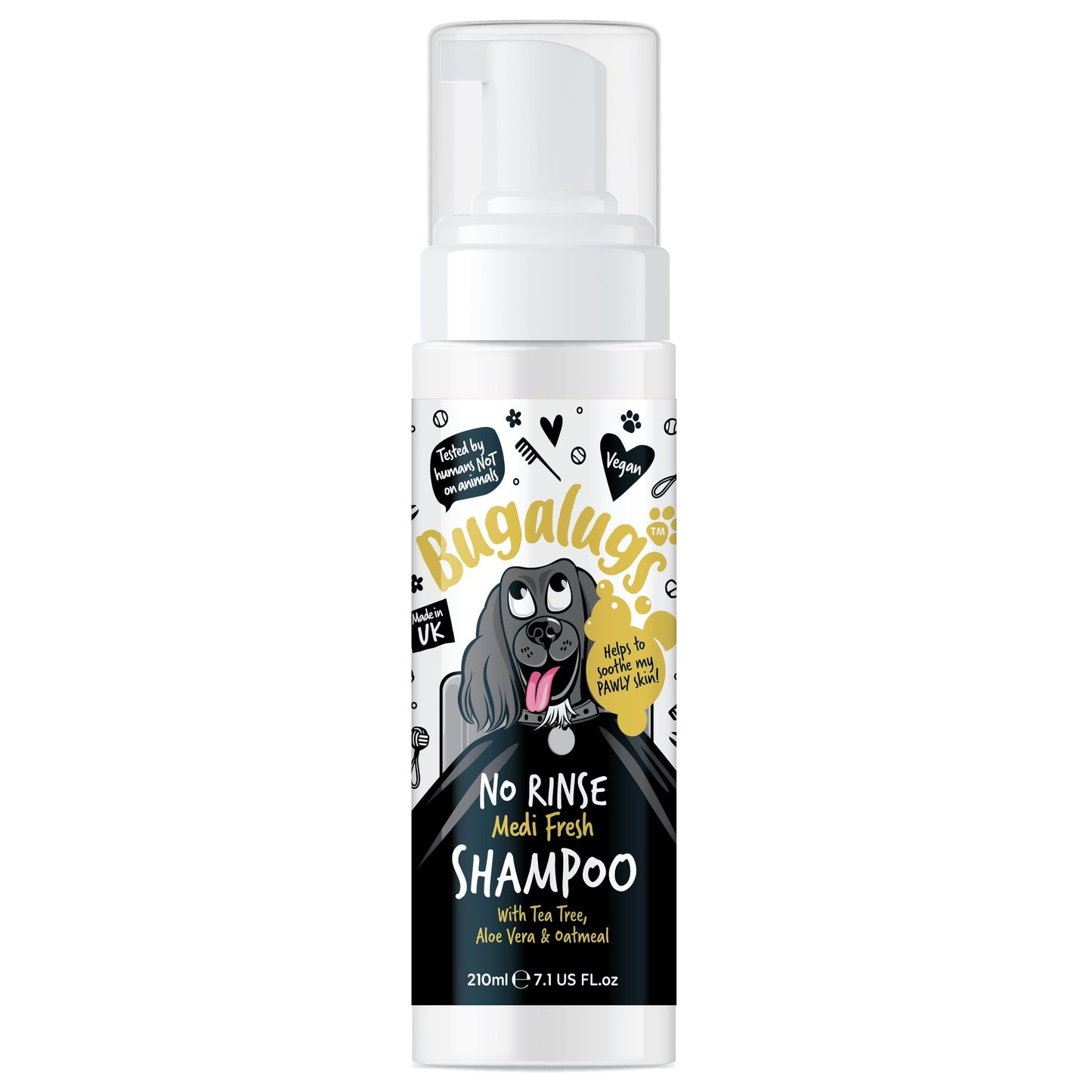 BUGALUGS Dog Shampoo for Itchy Skin, Medi Fresh Natural Safe Sensitive Formula - Soothing Skin Cooling For Skin Irritation and anti itch