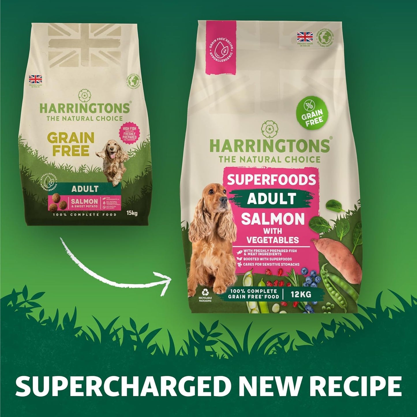 Harringtons Superfoods Complete Grain Free Hypoallergenic Dry Adult Dog Food - Made with All Natural Ingredients