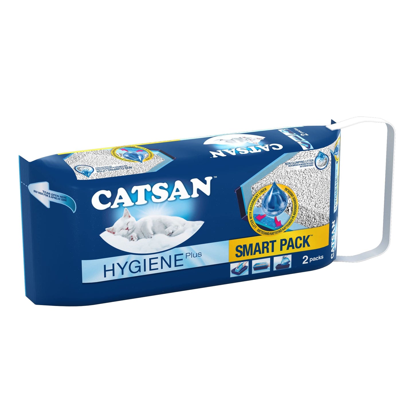 CATSAN - Hygiene Plus Non-Clumping Adult Cat Litter and Kitten Litter - 20L - 100% Natural and Absorbent