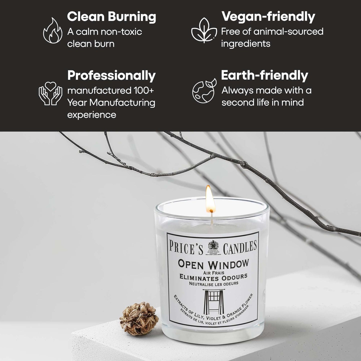 Price's - Household Pet Jar Candle - Odour Eliminating Candle - Made With Orange, Lemon & Thyme Extracts - Clean, Fresh, Quality Fragrance - Long Lasting Scent