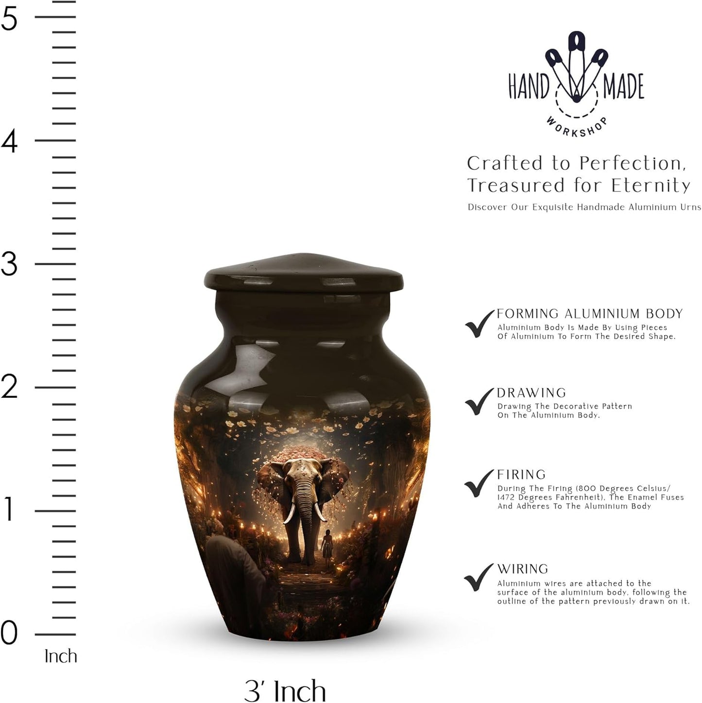 YASUBJAG Dove Urn - Aluminium Cremation Urn for Adults, Multicolor, Birds Pattern, 10 Inch
