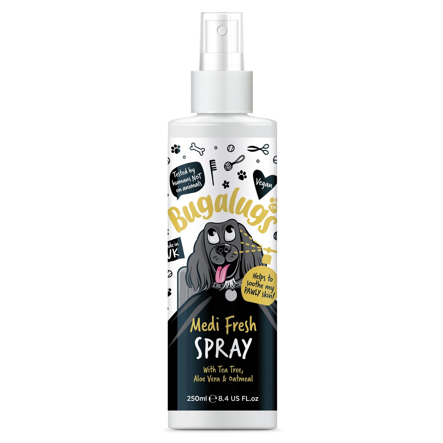 BUGALUGS Dog Shampoo for Itchy Skin, Medi Fresh Natural Safe Sensitive Formula - Soothing Skin Cooling For Skin Irritation and anti itch