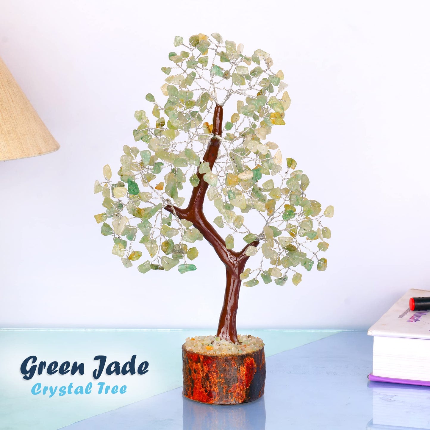 Tree of Life Gemstone Bonsai - Artificial Home and Office Decor, Spiritual Gift With Chakra Stones, Love Stone, Positive Energy - Crystal Rose Quartz