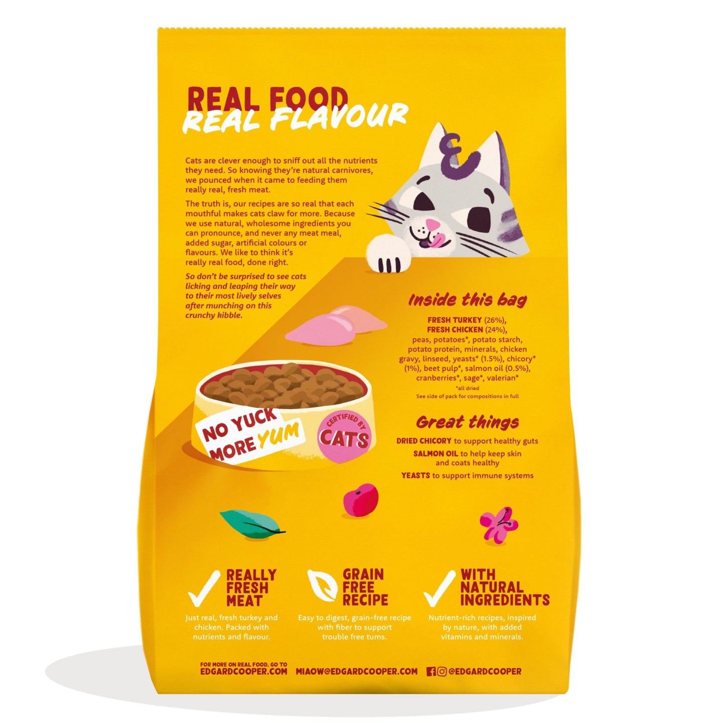 Edgard and Cooper Dry Cat Food Grain Free Adult Chicken 2kg - Natural, Fresh Meat for indoor or outdoor cats, Junk free, Healthy Ingredients, help support sensitive stomachs