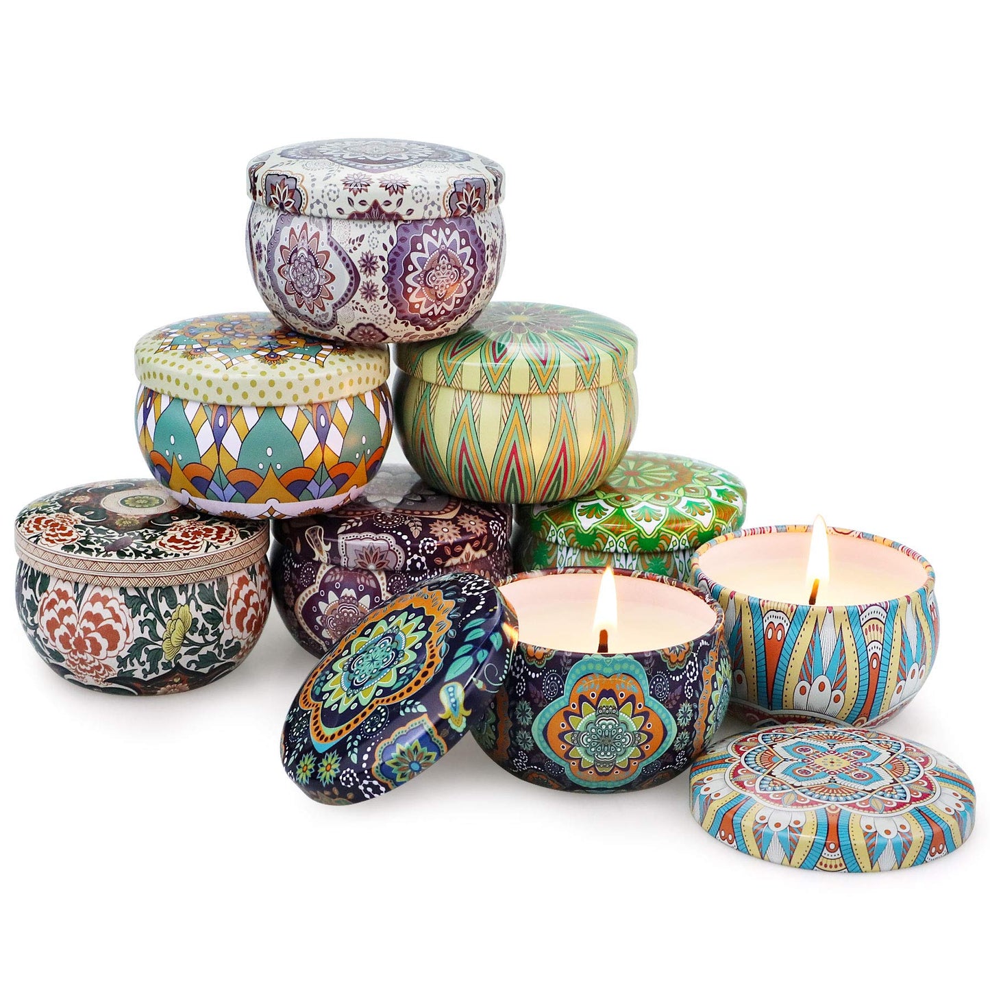 Yinuo Mirror Gifts for Women, 24 x 70 g Scented Candles Gift Set for Women, Soy Wax Aromatherapy Candles for Christmas, Birthday, Mother's Day, Valentine's Day, Bathroom, Yoga