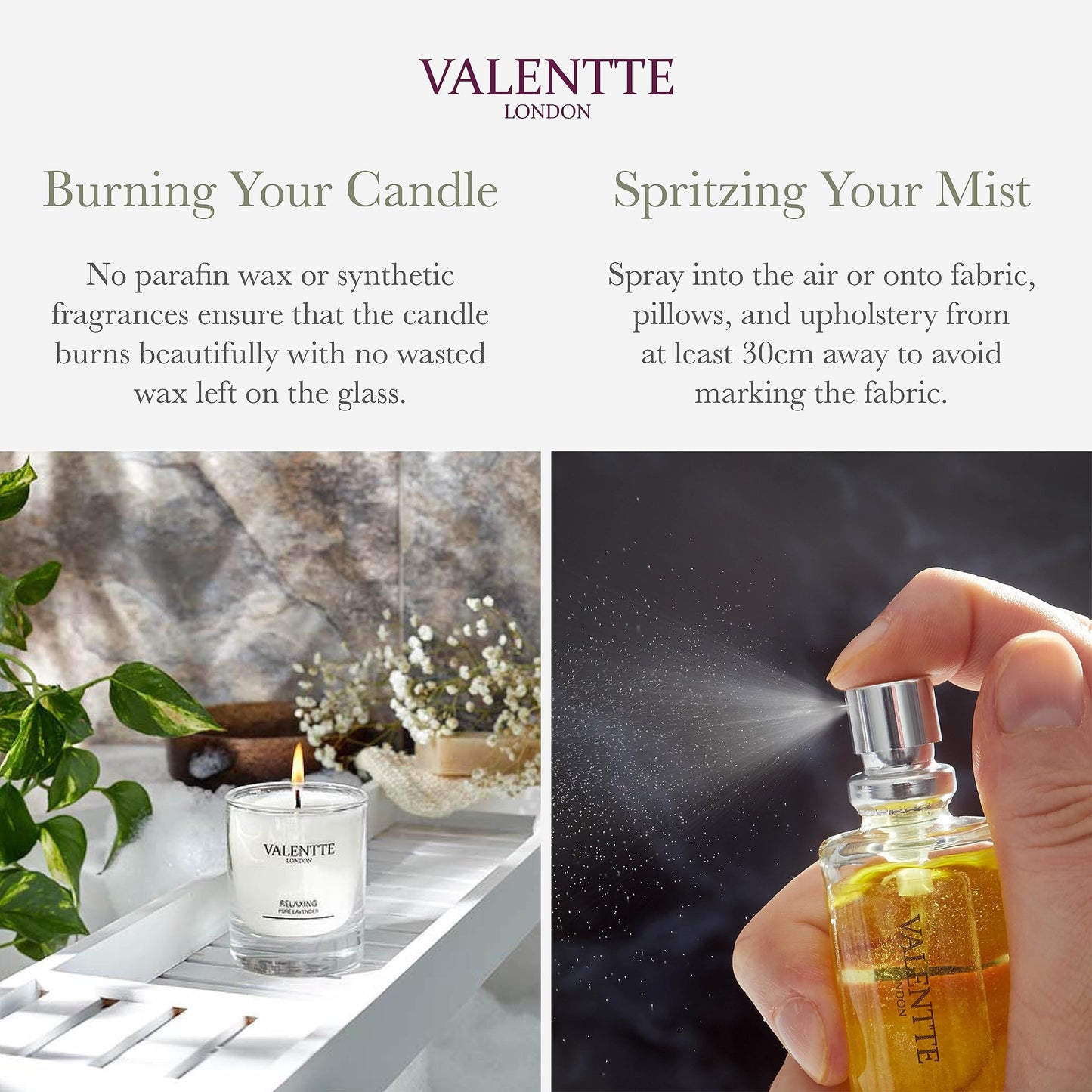 Scented Gift Box with Candle, Reed Diffuser, and Room Mist, Aromatherapy Essential Oils, Long Lasting Fragrance, Made in the UK (Lemongrass and Rosemary) (150g, 100ml, 30ml) - Valentte
