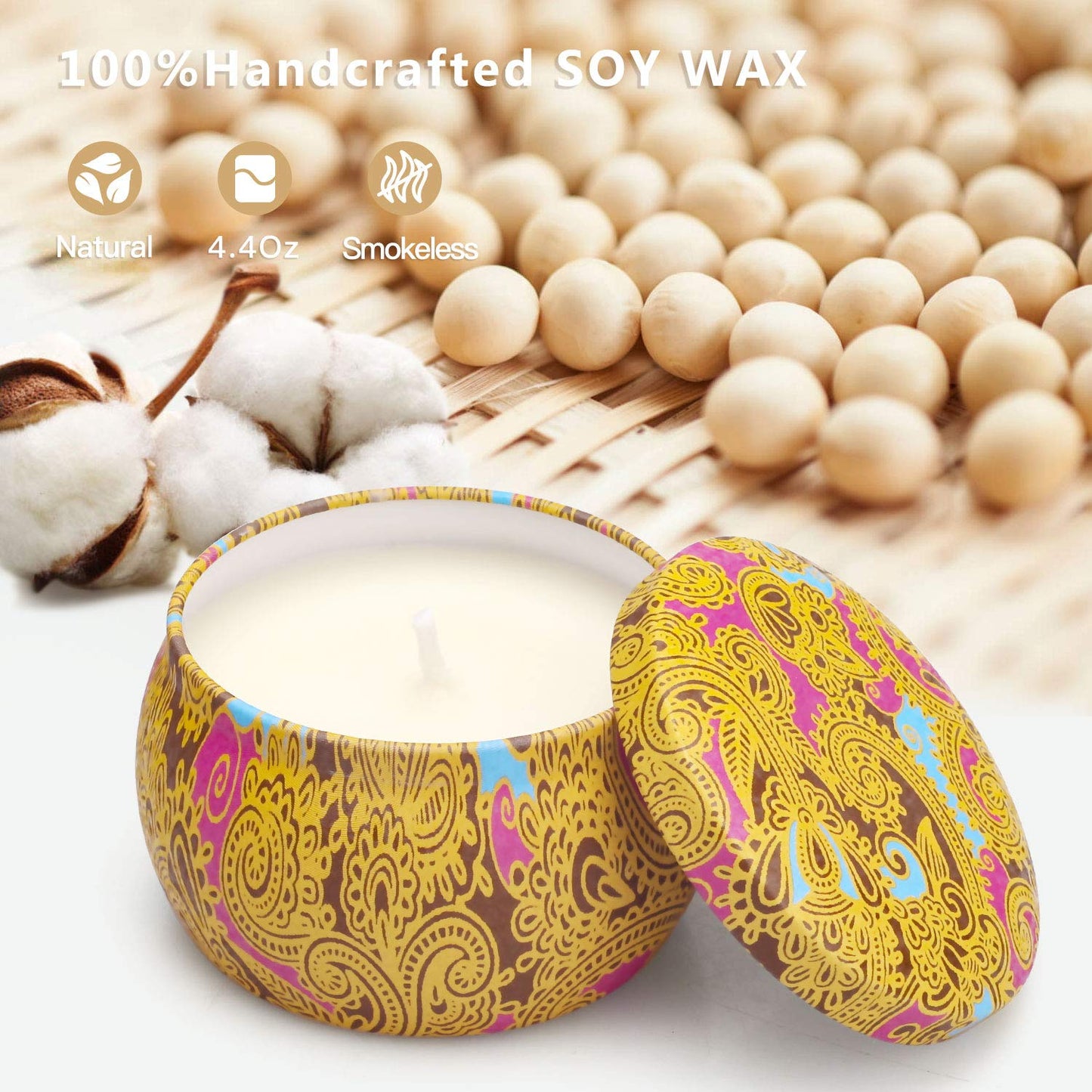 Yinuo Mirror Gifts for Women, 24 x 70 g Scented Candles Gift Set for Women, Soy Wax Aromatherapy Candles for Christmas, Birthday, Mother's Day, Valentine's Day, Bathroom, Yoga