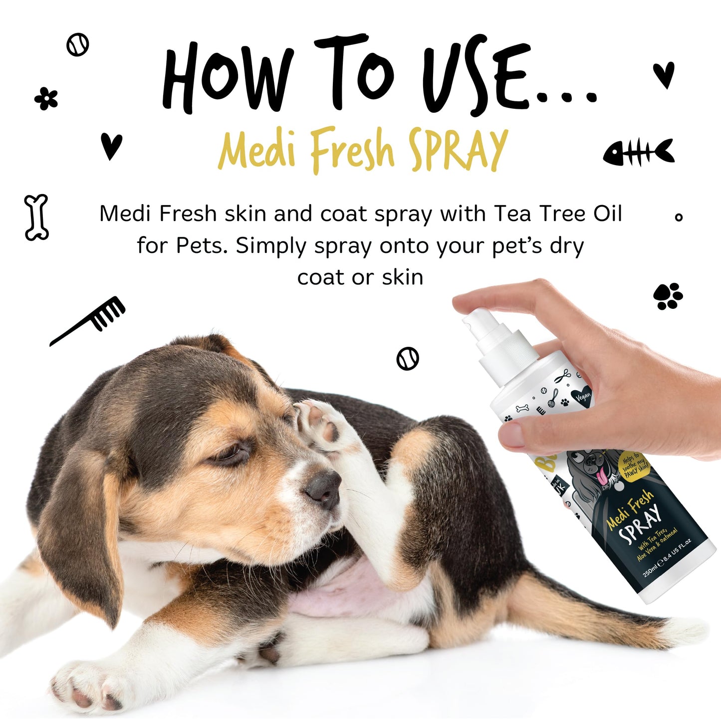 BUGALUGS Dog Shampoo for Itchy Skin, Medi Fresh Natural Safe Sensitive Formula - Soothing Skin Cooling For Skin Irritation and anti itch