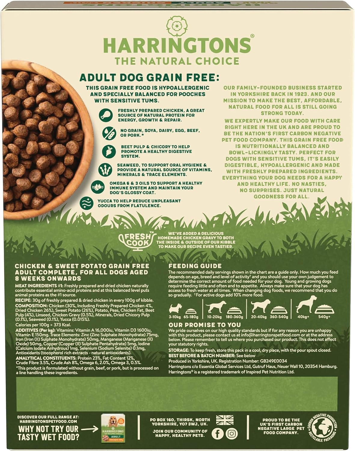 Harringtons Superfoods Complete Grain Free Hypoallergenic Dry Adult Dog Food - Made with All Natural Ingredients