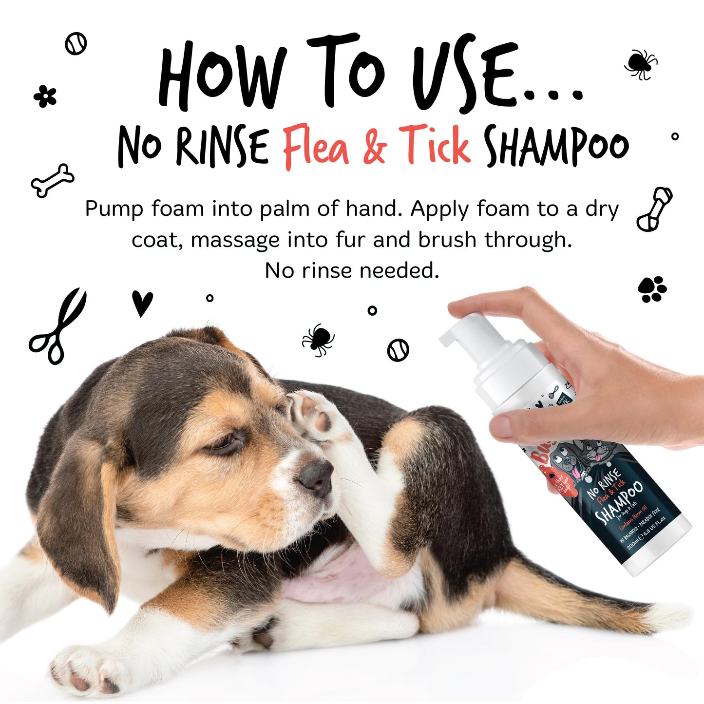 Flea and Tick Dog Shampoo by Bugalugs, Works on Smelly Puppies & Dogs, Contains Neem Oil PH Balanced Vegan Used by Professional Groom (Shampoo 500ml)