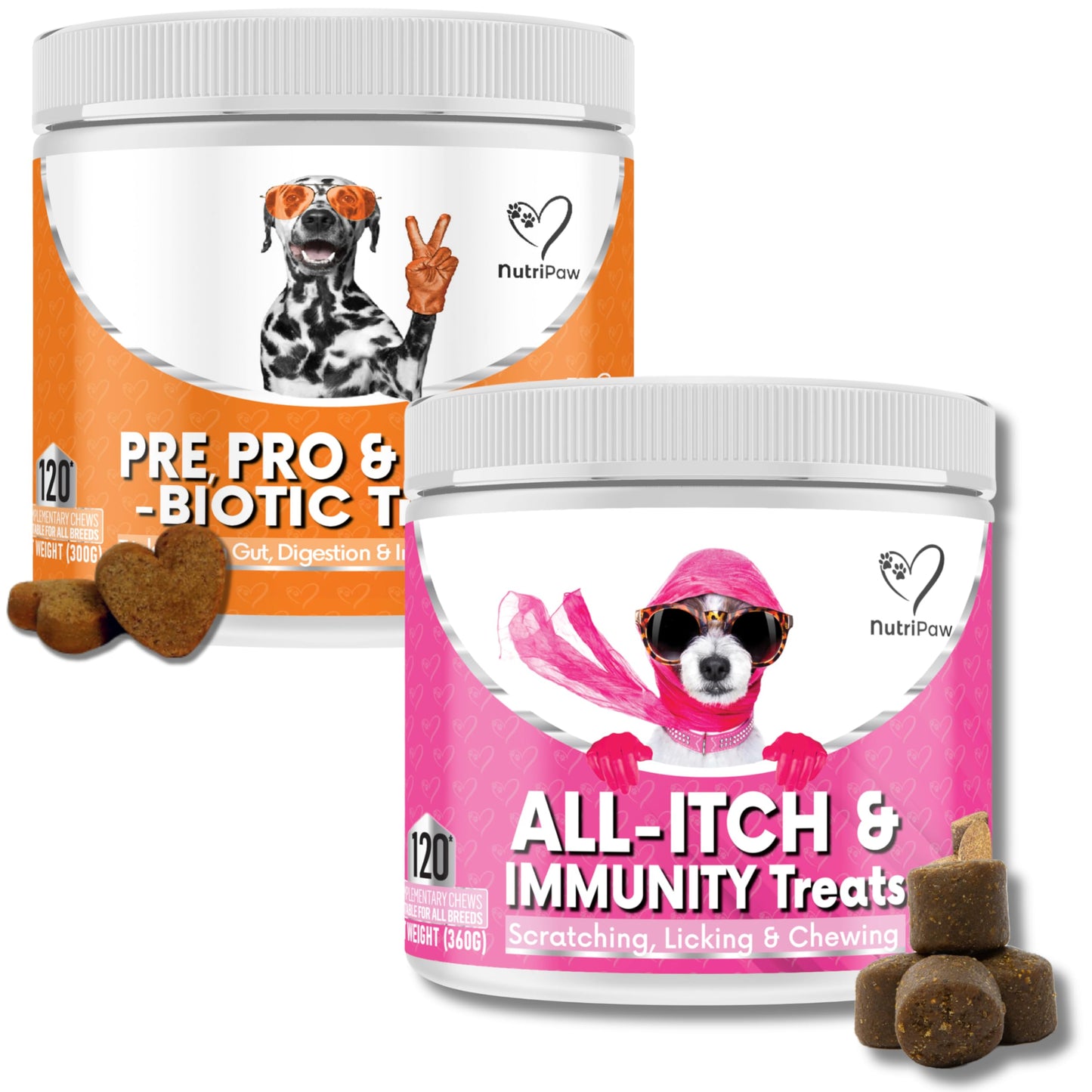 NutriPaw All-Itch, Flea & Tick Treats For Dogs - Soothe Itchy Paws, Eyes, Ears, Skin - Naturally Control Fleas & Ticks - Good for Small, Medium & Large Dogs - Supports Seasonal Itching