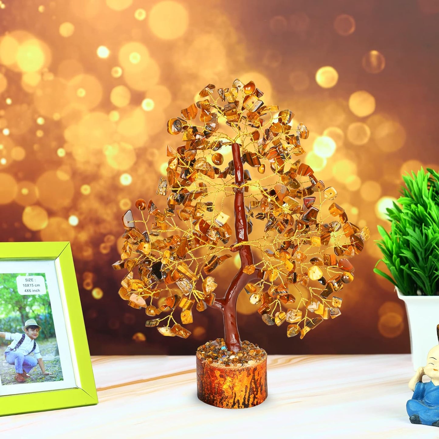 ABHISUBYA Tiger Eye Crystal Tree - Crystal Room Decor - Home Office Accessories - Spiritual Gifts for Women - Meditation Gifts