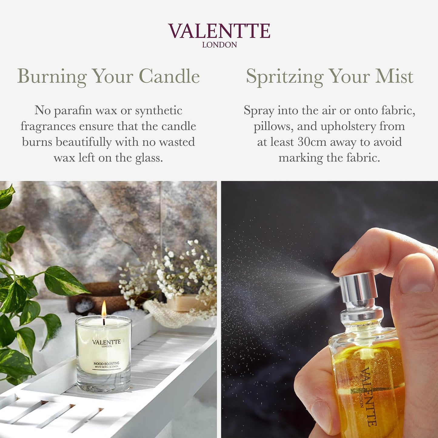 Scented Gift Box with Candle, Reed Diffuser, and Room Mist, Aromatherapy Essential Oils, Long Lasting Fragrance, Made in the UK (Lemongrass and Rosemary) (150g, 100ml, 30ml) - Valentte