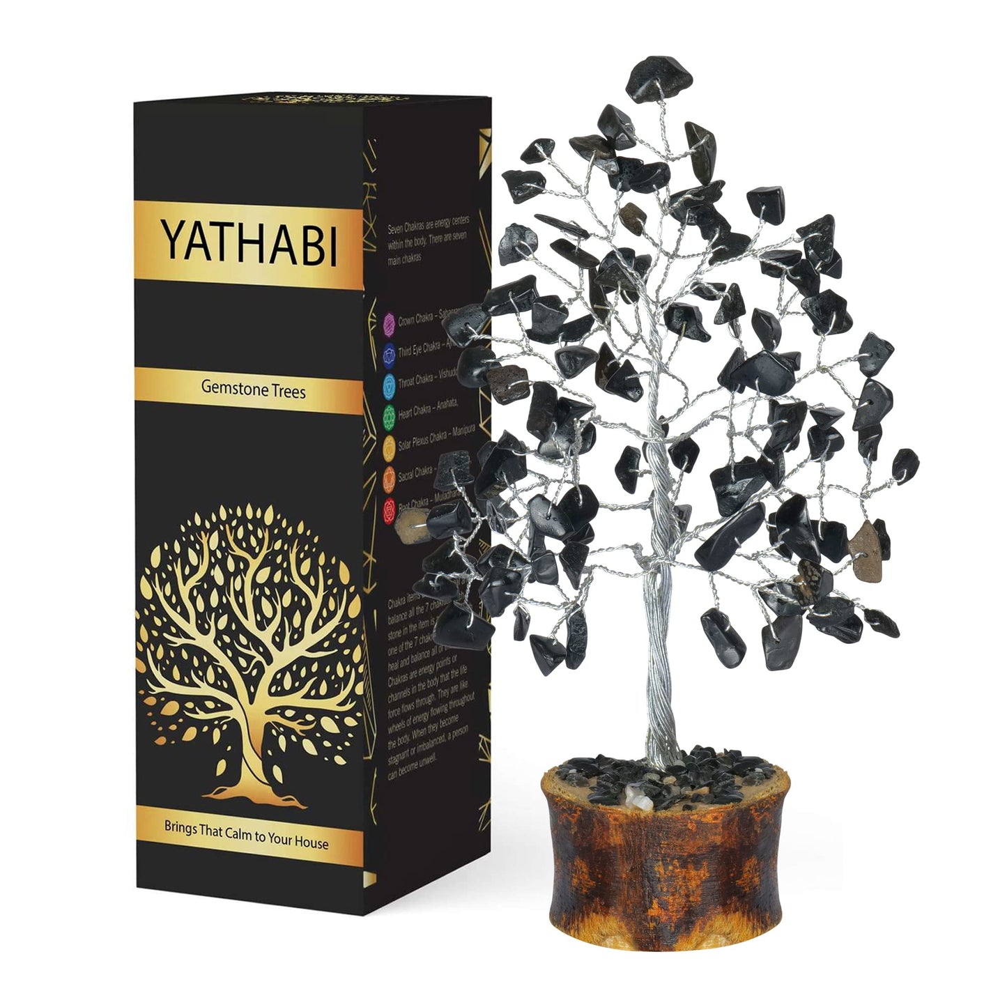 Tree of Life Gemstone Bonsai - Artificial Home and Office Decor, Spiritual Gift With Chakra Stones, Love Stone, Positive Energy - Crystal Rose Quartz