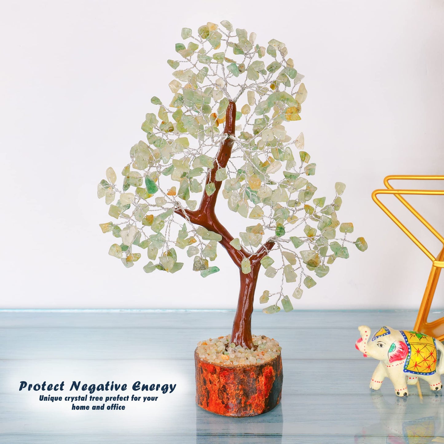 Tree of Life Gemstone Bonsai - Artificial Home and Office Decor, Spiritual Gift With Chakra Stones, Love Stone, Positive Energy - Crystal Rose Quartz