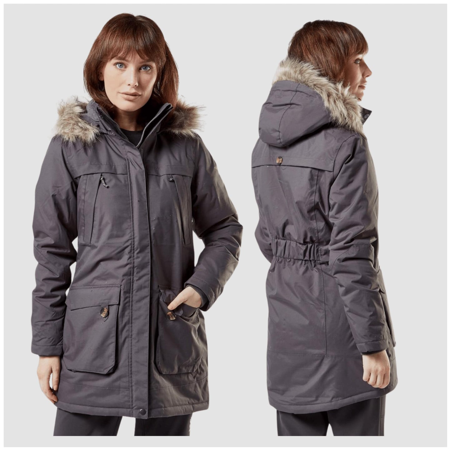 Peter Storm Women’s Paloma Waterproof Parka Jacket with Faux Fur Lined Hood and 4 Pockets, Waterproof, Insulated & Adjustable Winter Coat, Walking, Hiking & Outdoor Recreation, 5000mm HH No