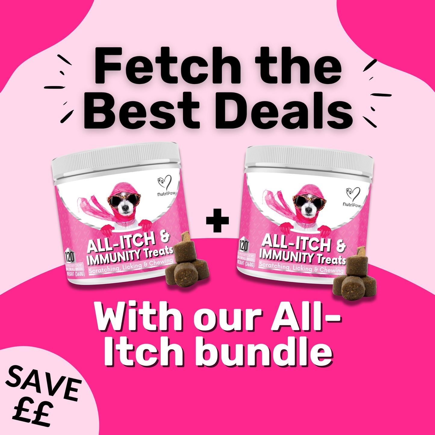 NutriPaw All-Itch, Flea & Tick Treats For Dogs - Soothe Itchy Paws, Eyes, Ears, Skin - Naturally Control Fleas & Ticks - Good for Small, Medium & Large Dogs - Supports Seasonal Itching