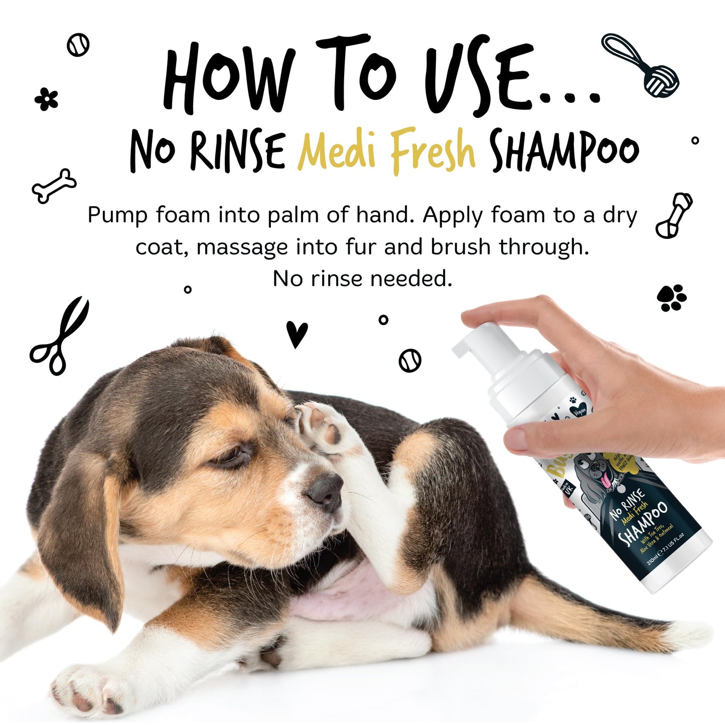 BUGALUGS Dog Shampoo for Itchy Skin, Medi Fresh Natural Safe Sensitive Formula - Soothing Skin Cooling For Skin Irritation and anti itch