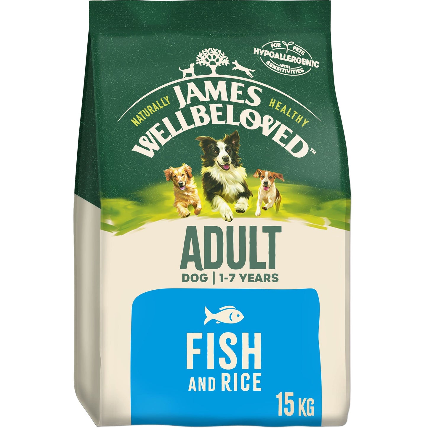 JAMES WELLBELOVED - Hypoallergenic Adult Dry Dog Food - 15 kg - Turkey & Rice - Bulk Dog Food Pack