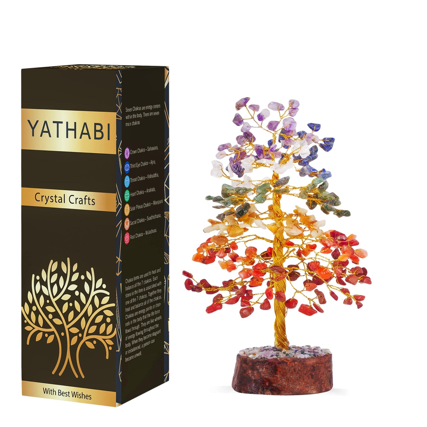 Tree of Life Gemstone Bonsai - Artificial Home and Office Decor, Spiritual Gift With Chakra Stones, Love Stone, Positive Energy - Crystal Rose Quartz