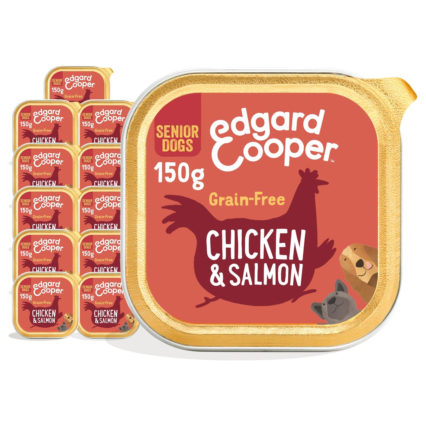 Edgard Cooper Grain-Free Wet Dog Food for Adult Dogs, (11 x 150g), Natural Dogs Food in Cup with Fresh Meat & Amino Acids, Gluten-Free, High Protein