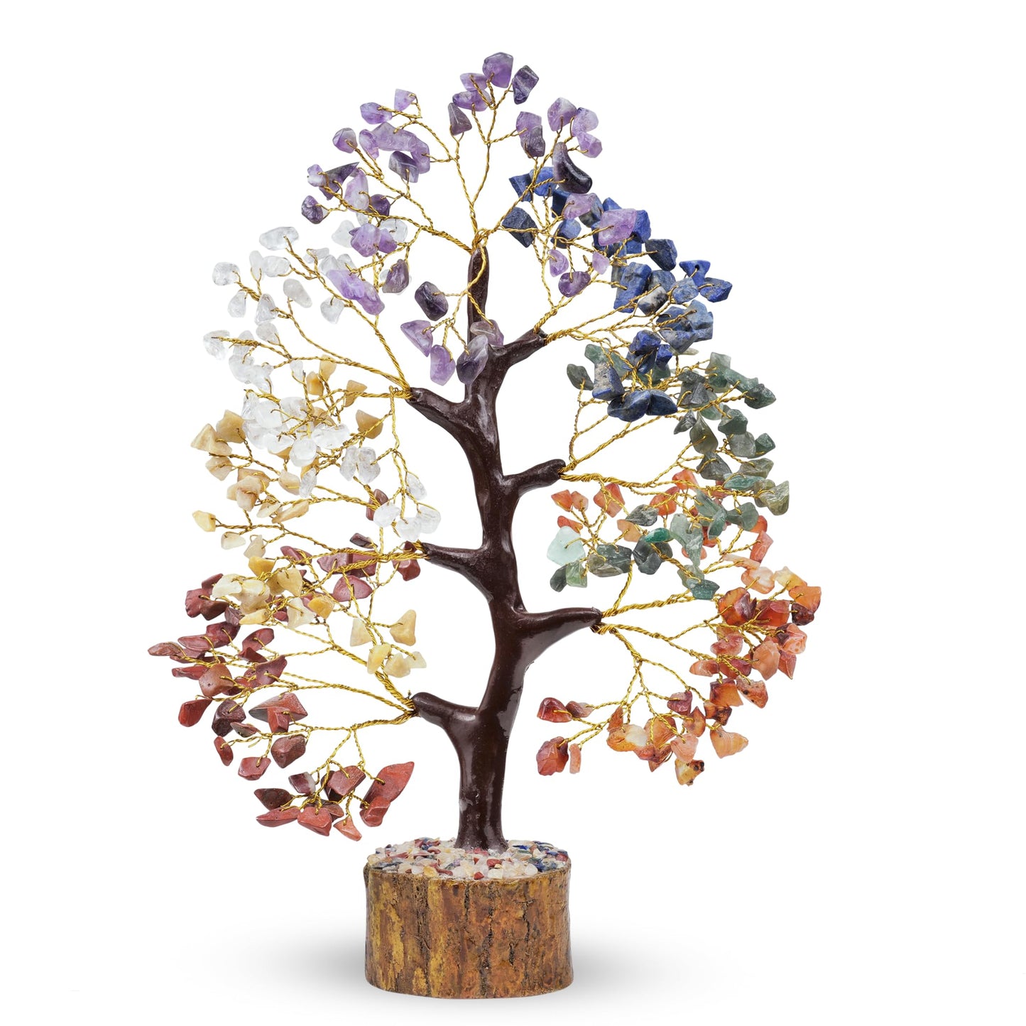 Tree of Life Gemstone Bonsai - Artificial Home and Office Decor, Spiritual Gift With Chakra Stones, Love Stone, Positive Energy - Crystal Rose Quartz