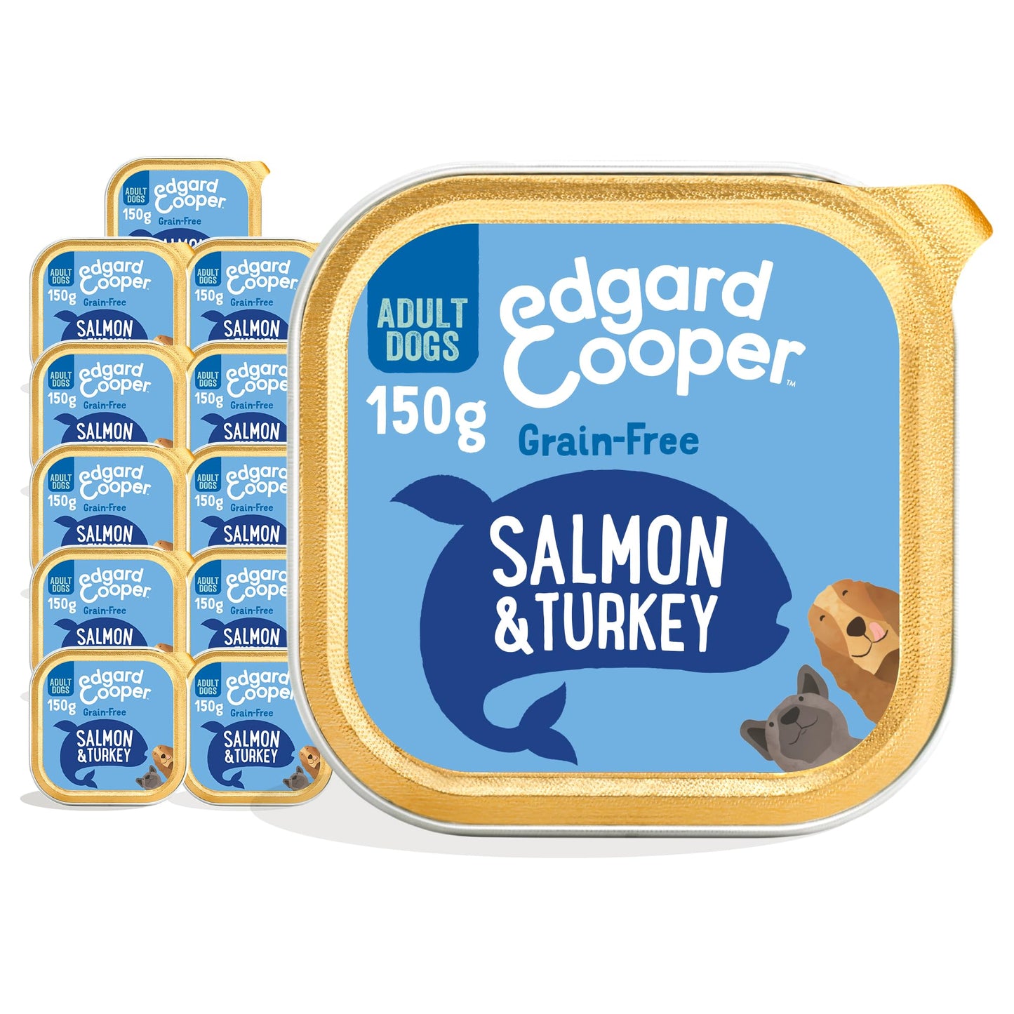 Edgard Cooper Grain-Free Wet Dog Food for Adult Dogs, (11 x 150g), Natural Dogs Food in Cup with Fresh Meat & Amino Acids, Gluten-Free, High Protein