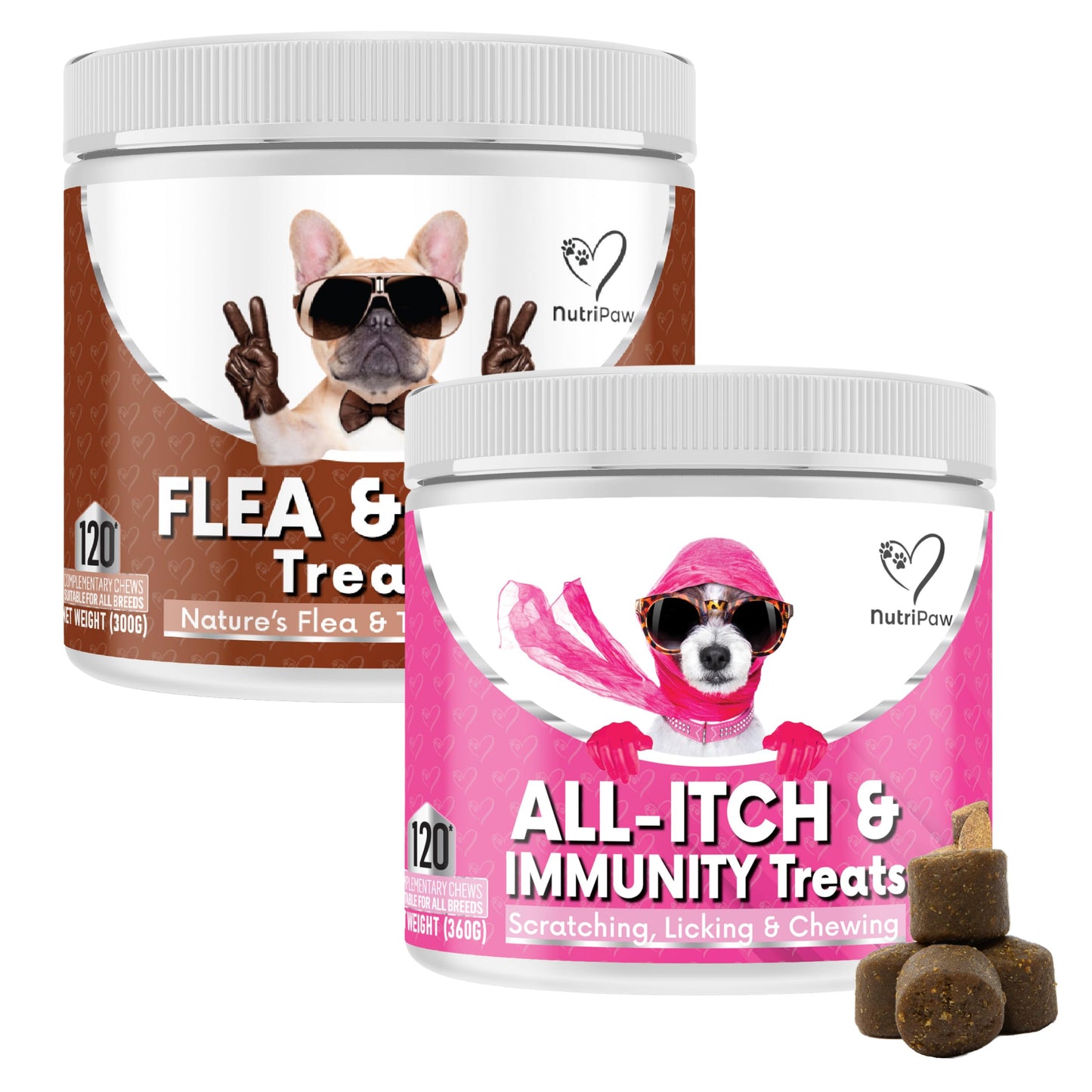 NutriPaw All-Itch, Flea & Tick Treats For Dogs - Soothe Itchy Paws, Eyes, Ears, Skin - Naturally Control Fleas & Ticks - Good for Small, Medium & Large Dogs - Supports Seasonal Itching