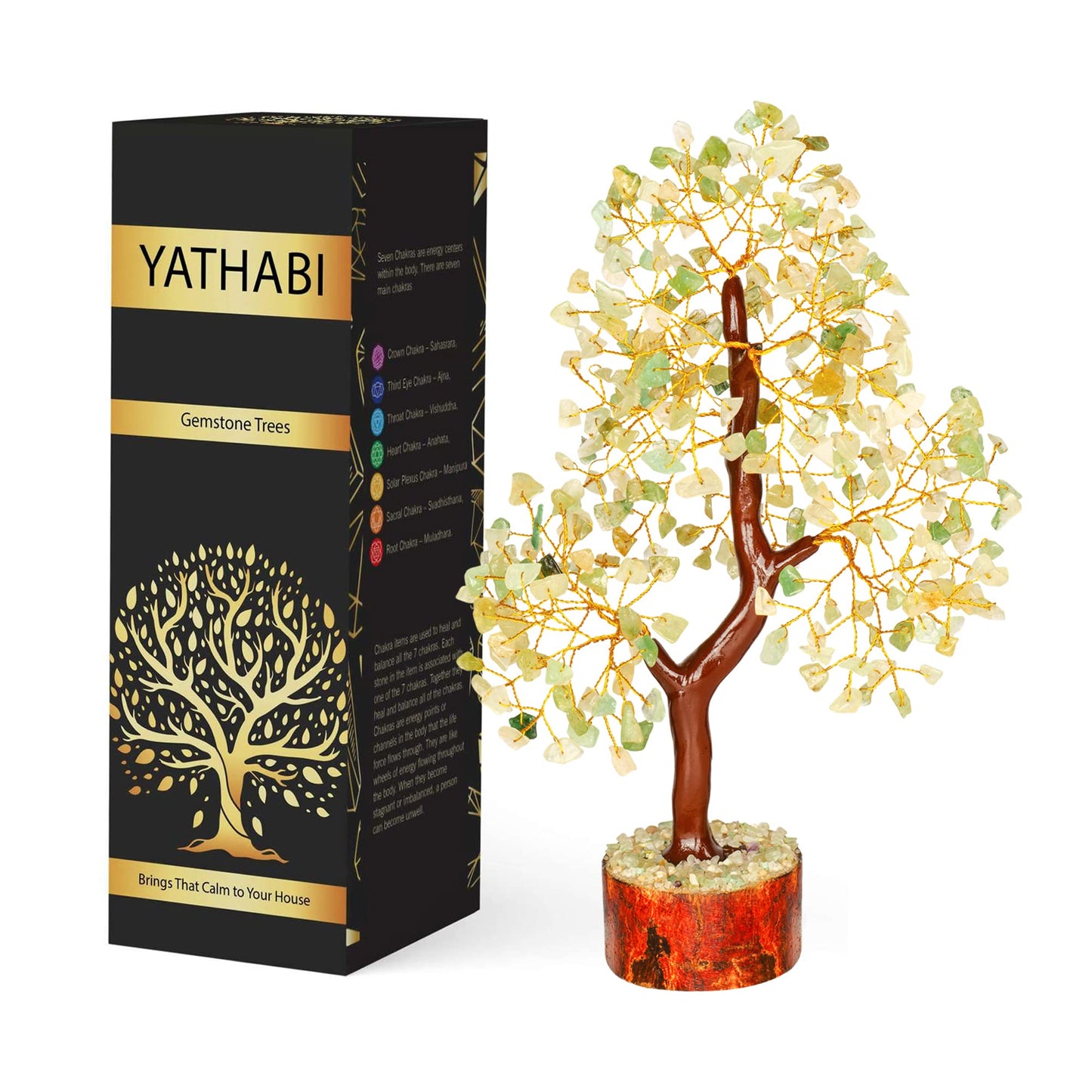 Tree of Life Gemstone Bonsai - Artificial Home and Office Decor, Spiritual Gift With Chakra Stones, Love Stone, Positive Energy - Crystal Rose Quartz