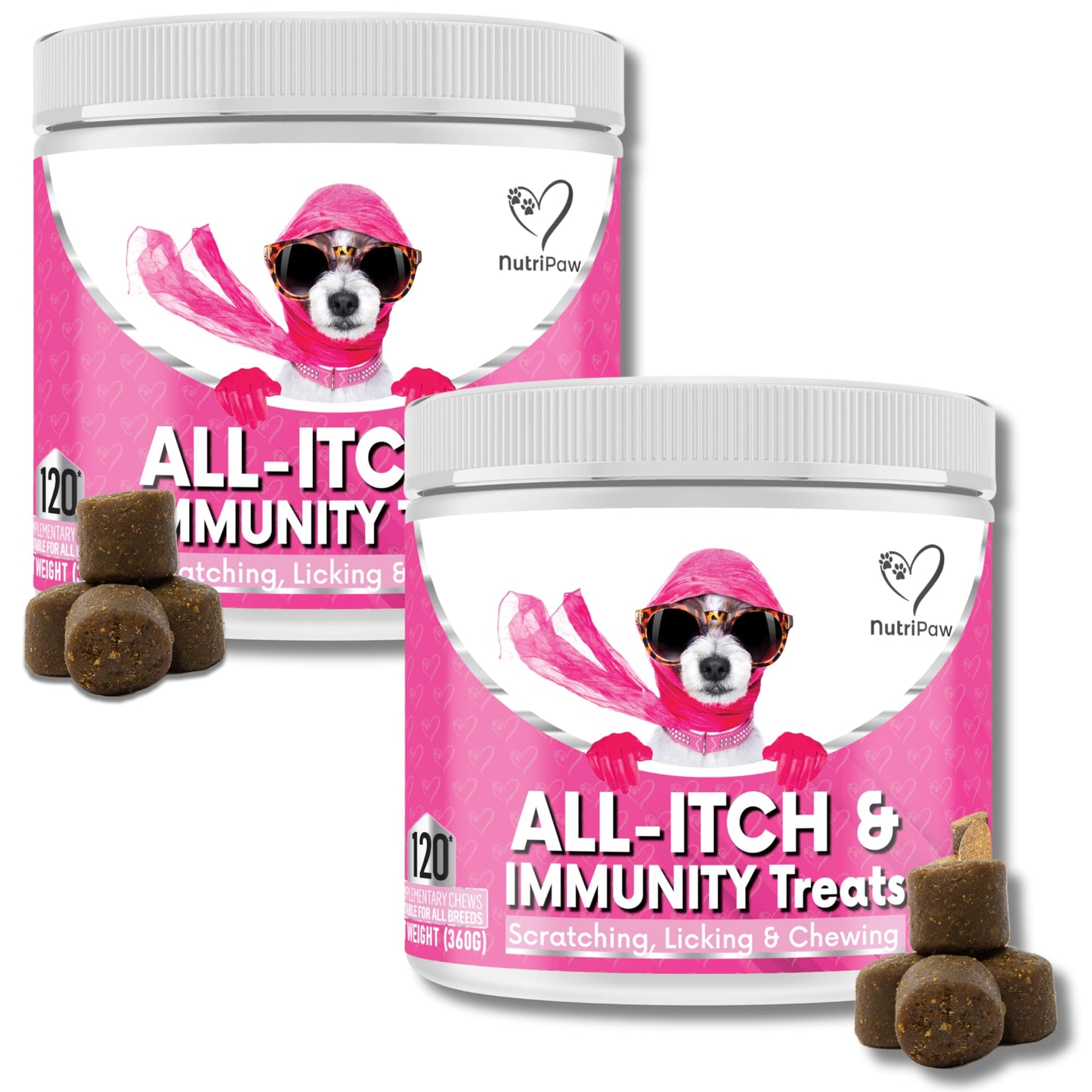 NutriPaw All-Itch, Flea & Tick Treats For Dogs - Soothe Itchy Paws, Eyes, Ears, Skin - Naturally Control Fleas & Ticks - Good for Small, Medium & Large Dogs - Supports Seasonal Itching