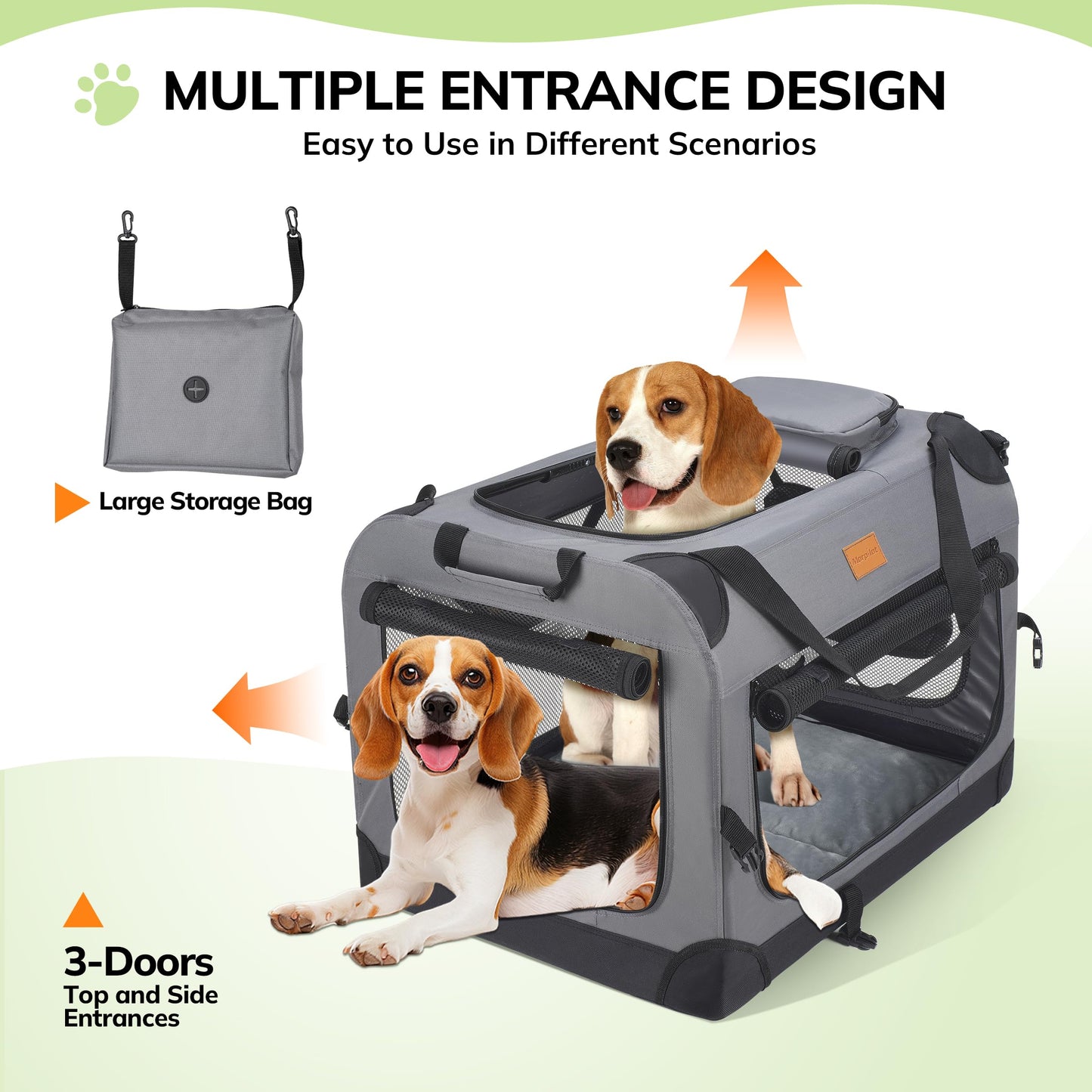Morpilot Portable Pet Carrier Bag, Top Opening, Removable Mat and Breathable Mesh, Foldable Transport Carrier for Dogs and Cats, with Shoulder Strap and Pet Bowl